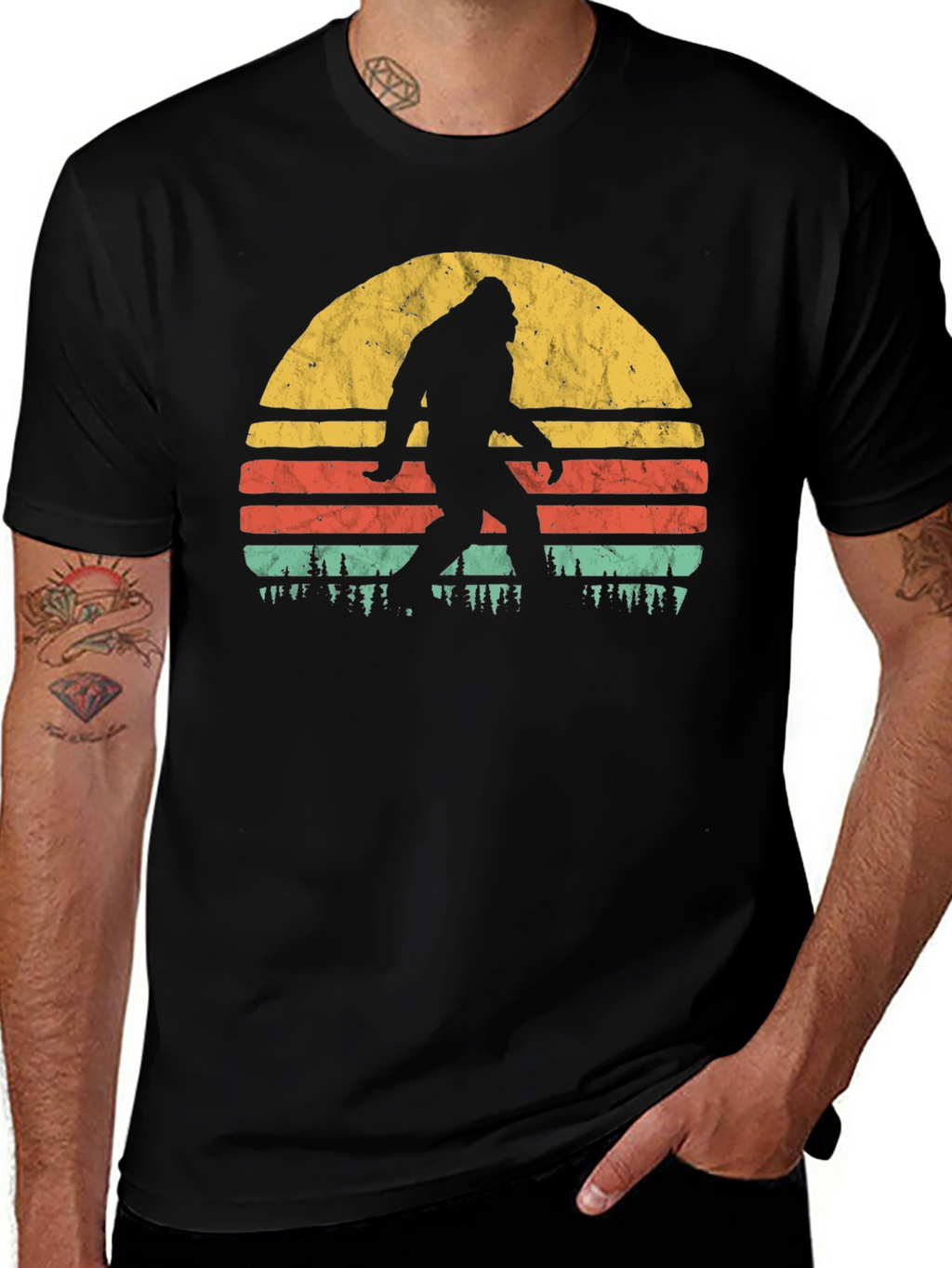 Bigfoot Sunset Graphic T-Shirt - Cryptozoology Apparel