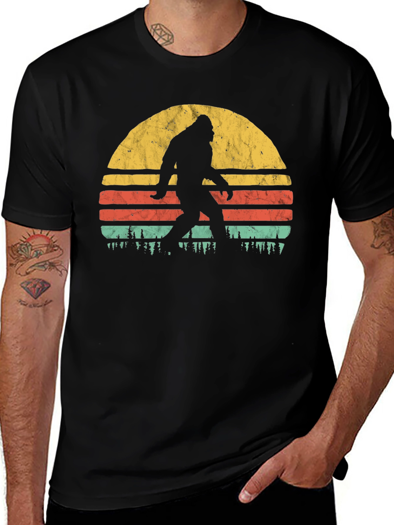 Bigfoot Sunset Graphic T-Shirt - Cryptozoology Apparel