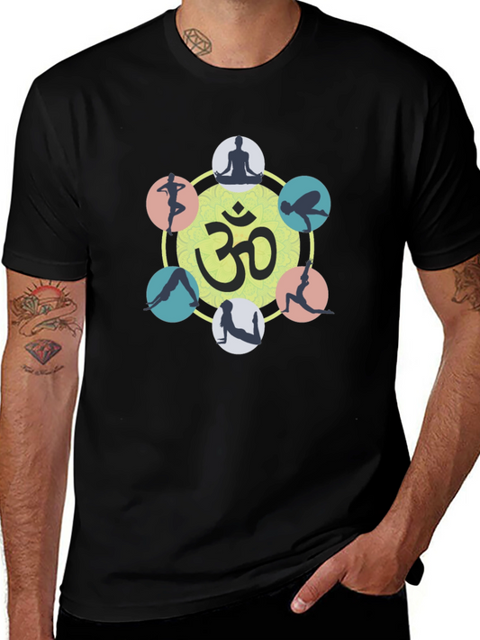 Yoga Poses Om Symbol Black T-Shirt