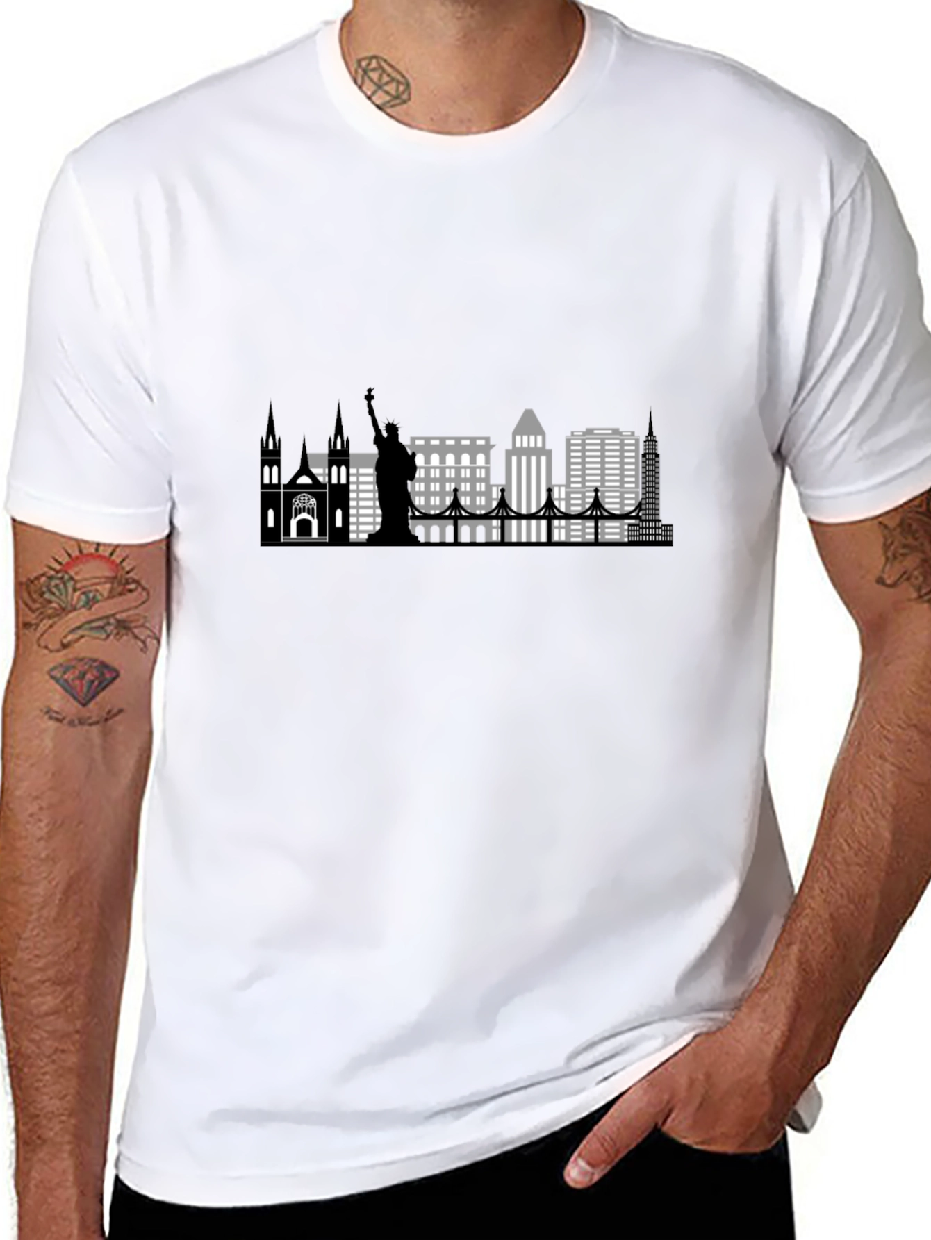 New York Skyline Graphic T-Shirt - Black