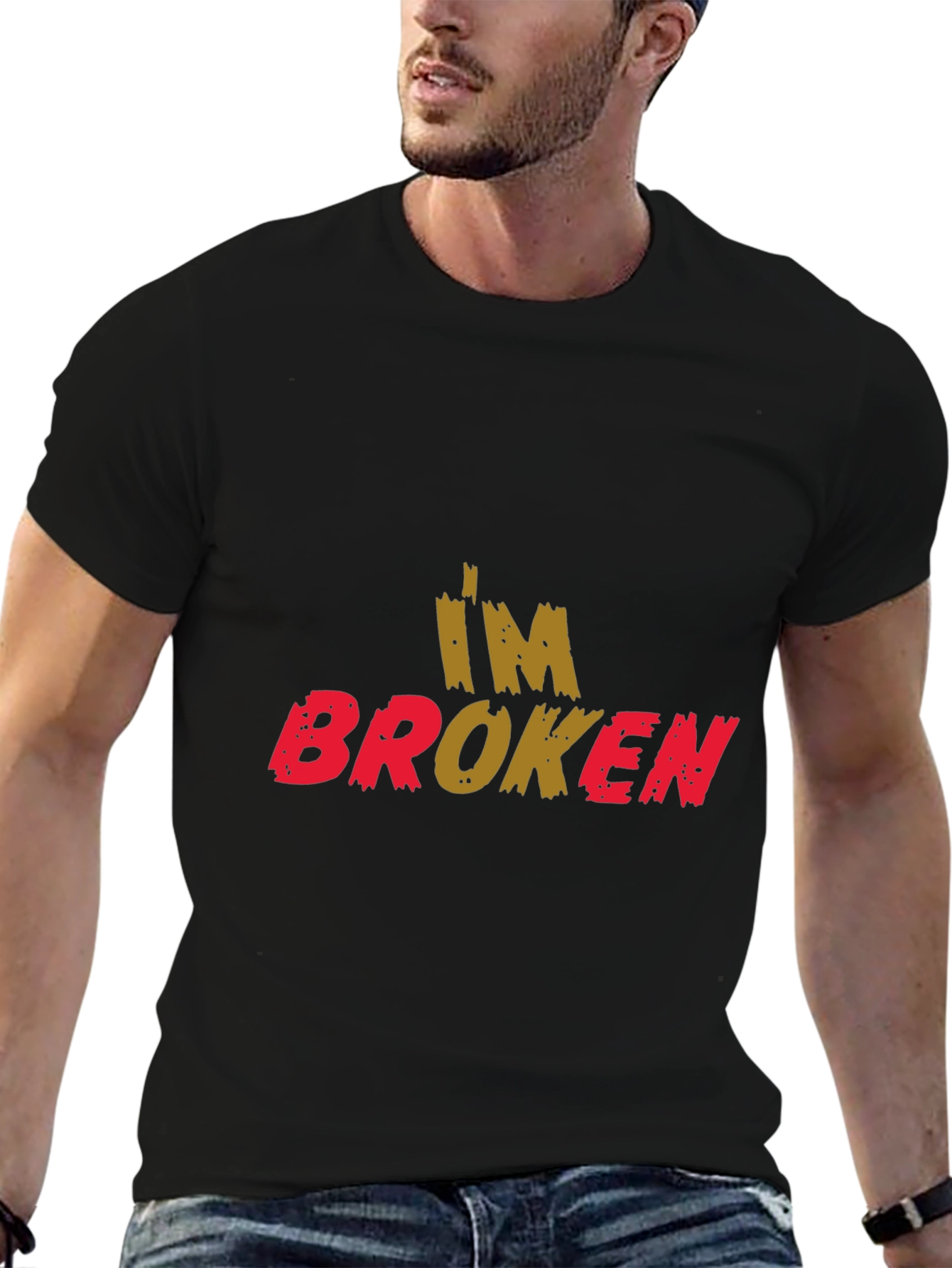 Im Broken Graphic Print Black T-Shirt