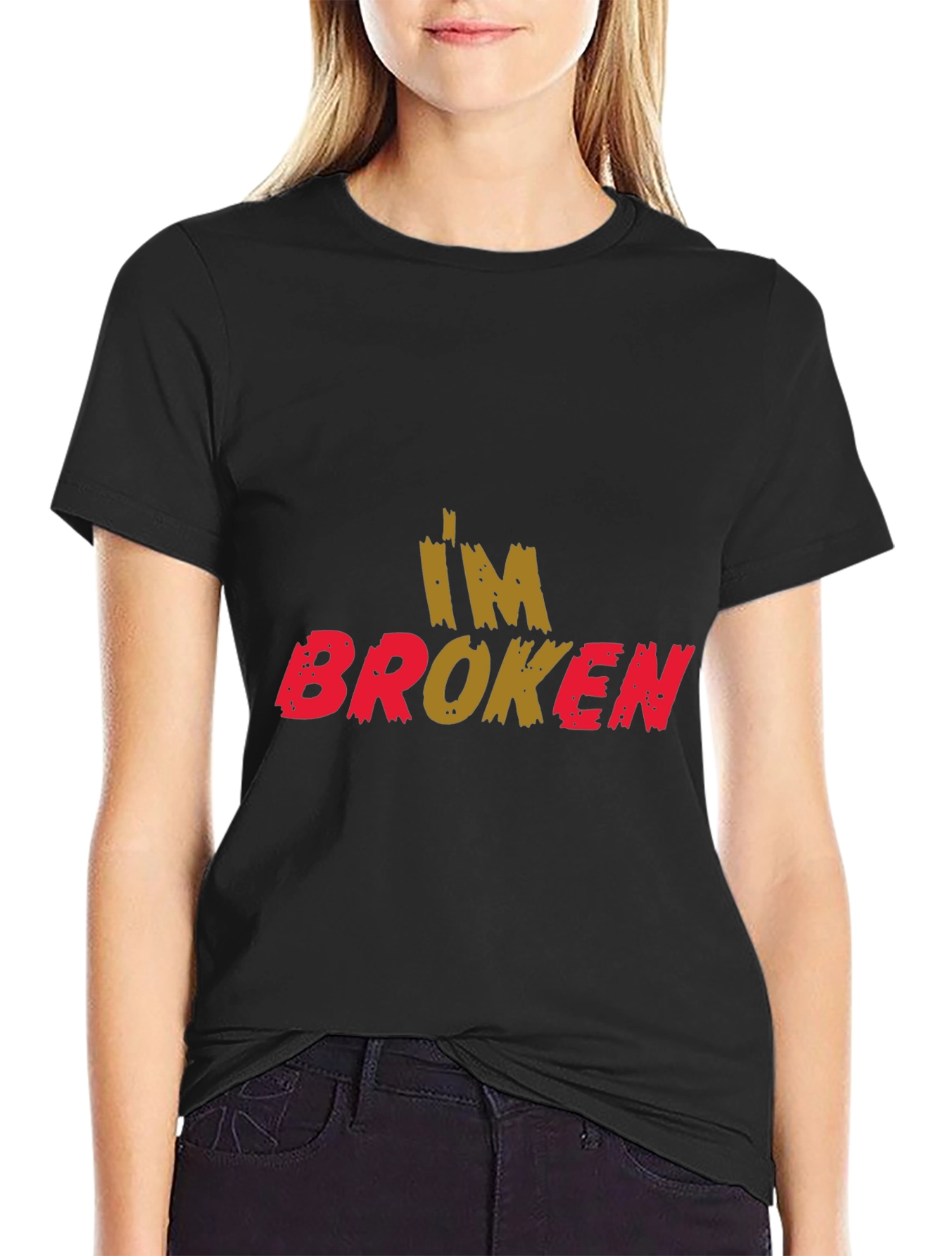 Im Broken Graphic Print Black T-Shirt