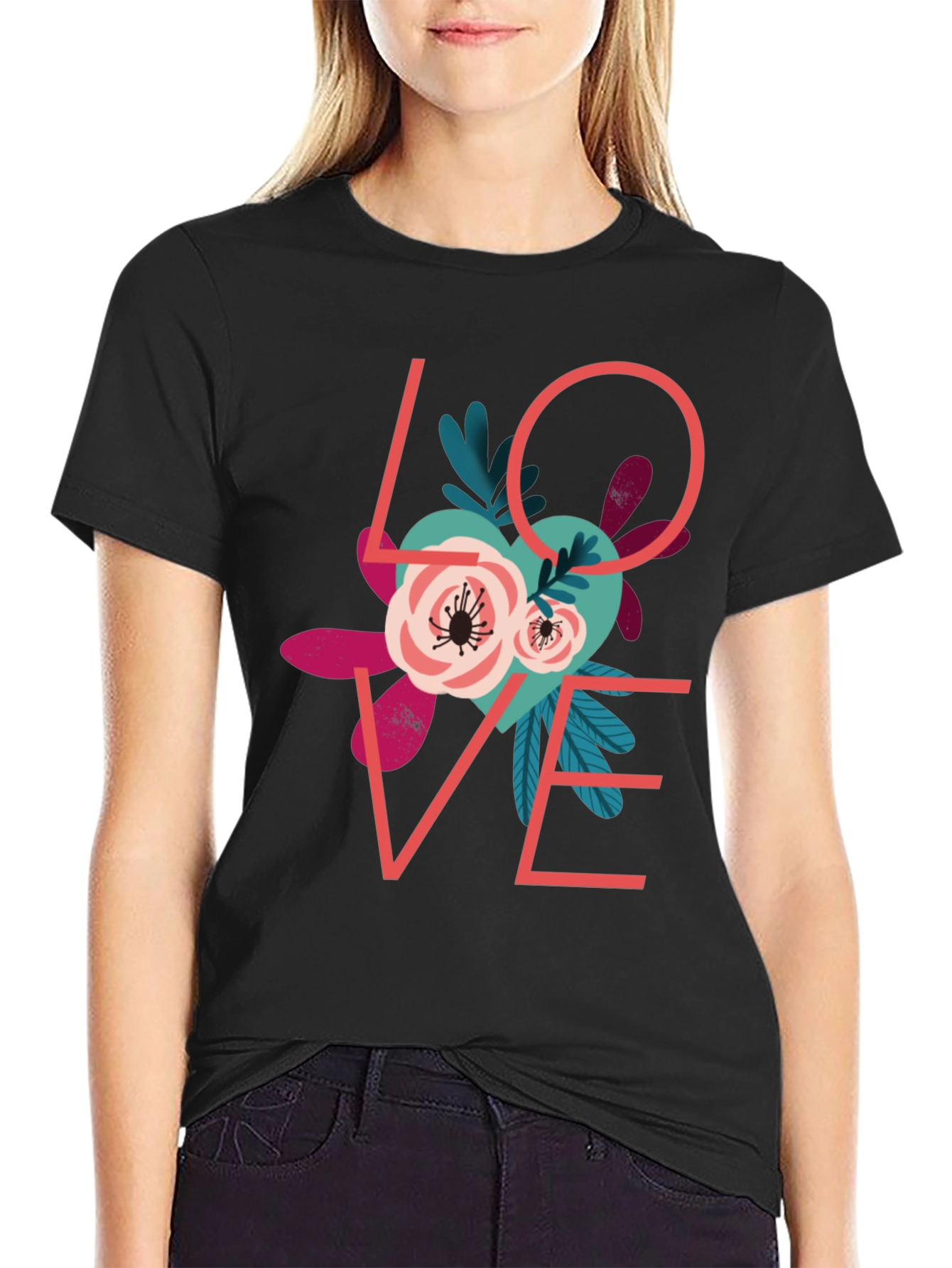 Love Floral Graphic T-Shirt