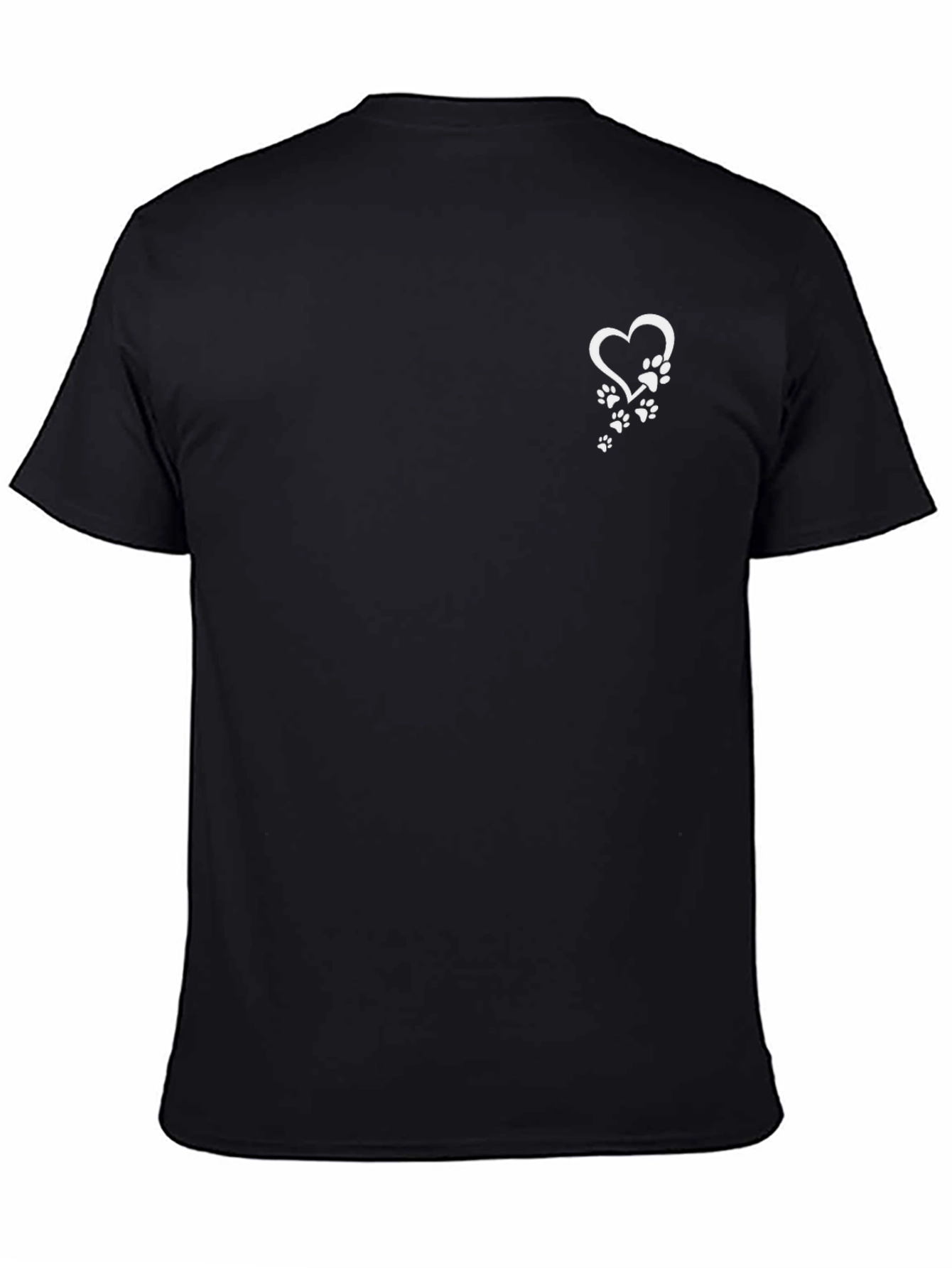 Heart Paw Print Mens Black T-Shirt