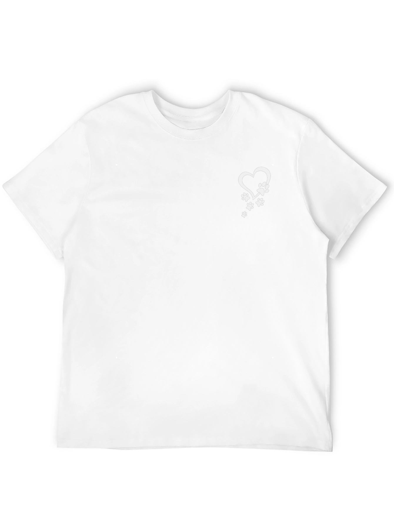 Heart Paw Print Mens Black T-Shirt