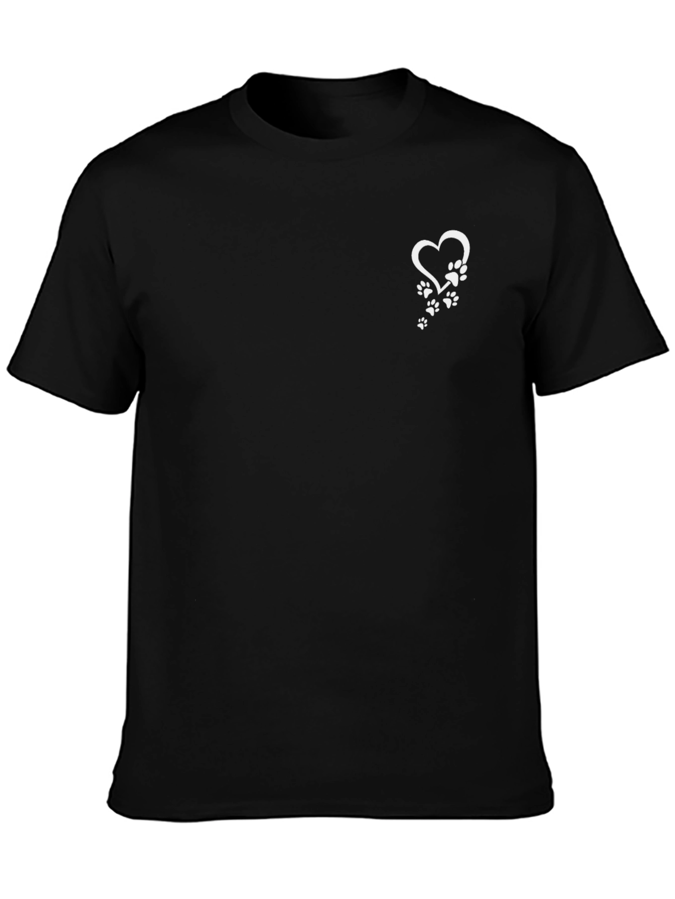 Heart Paw Print Mens Black T-Shirt