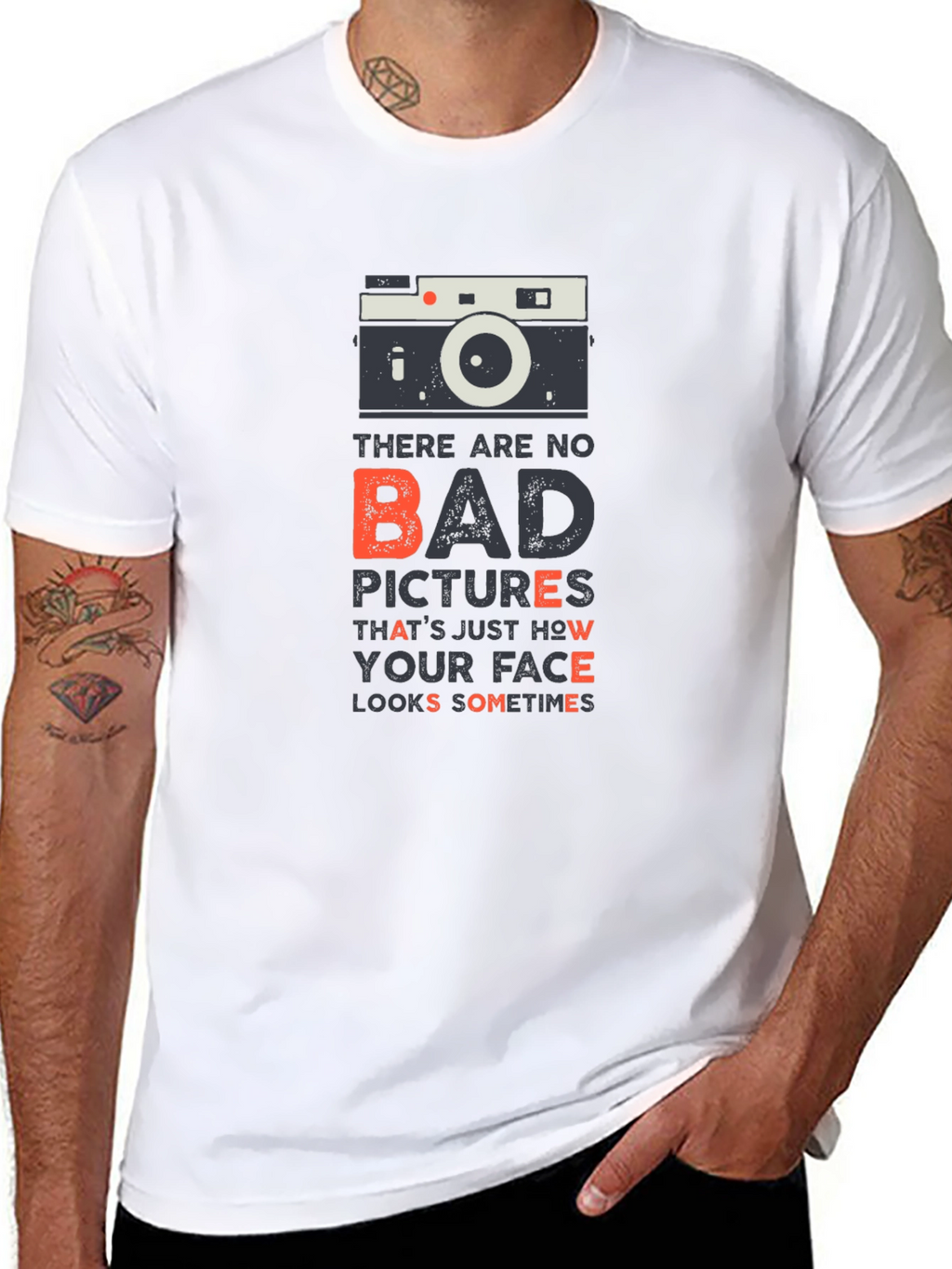 Camera Graphic Tee - No Bad Pictures Just Faces!