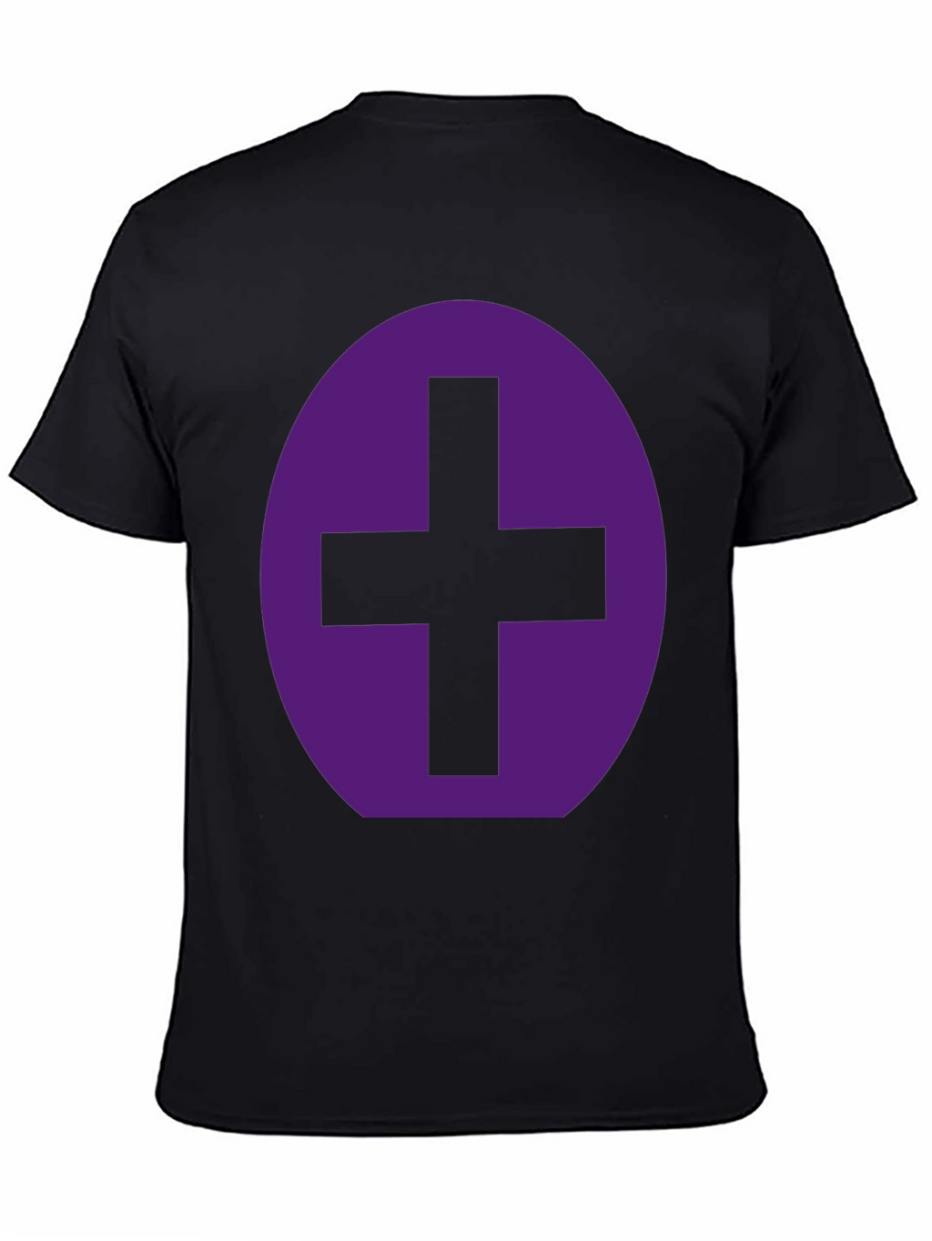 Purple Plus Sign Graphic Black T-Shirt