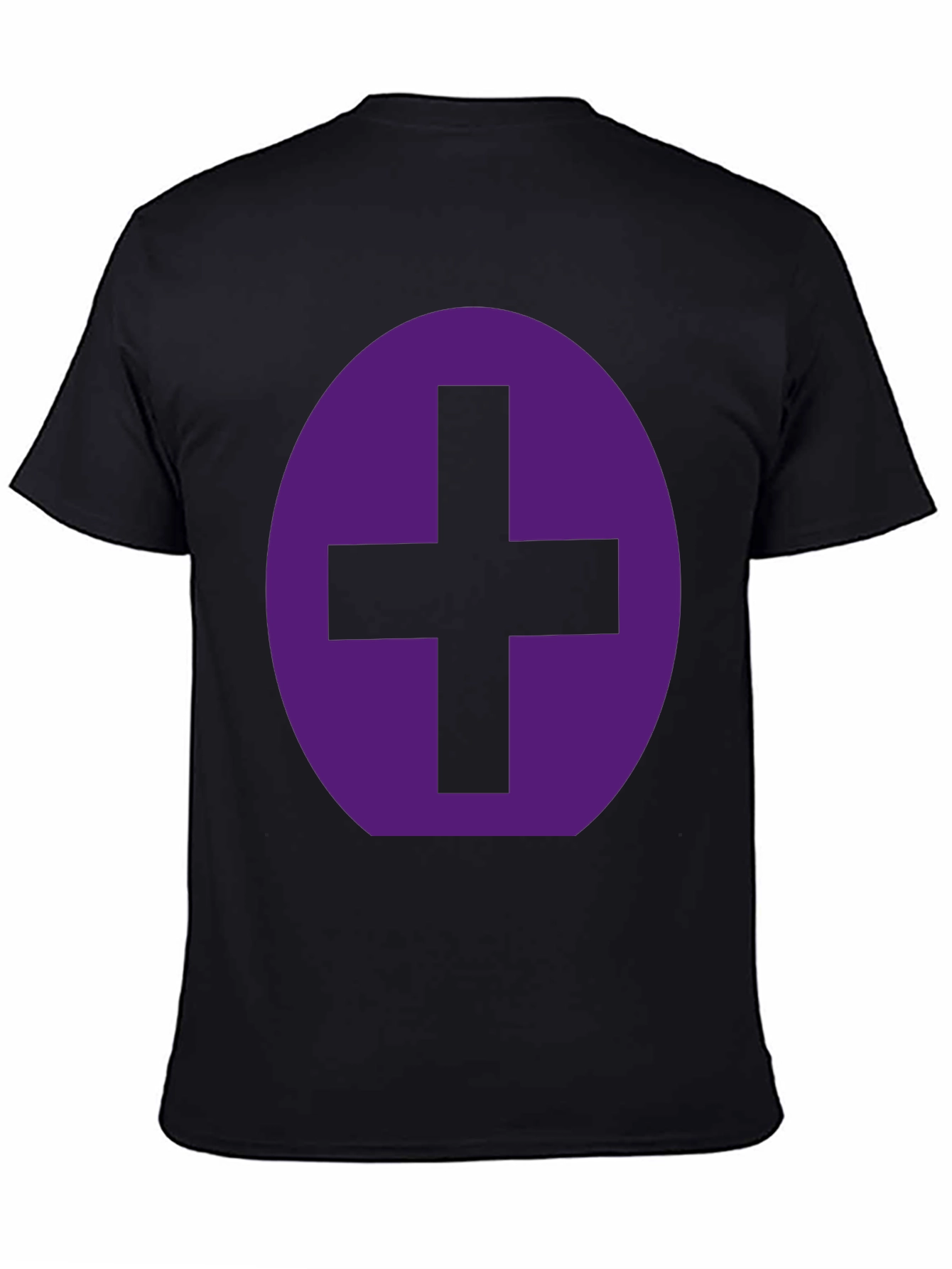 Purple Plus Sign Graphic Black T-Shirt