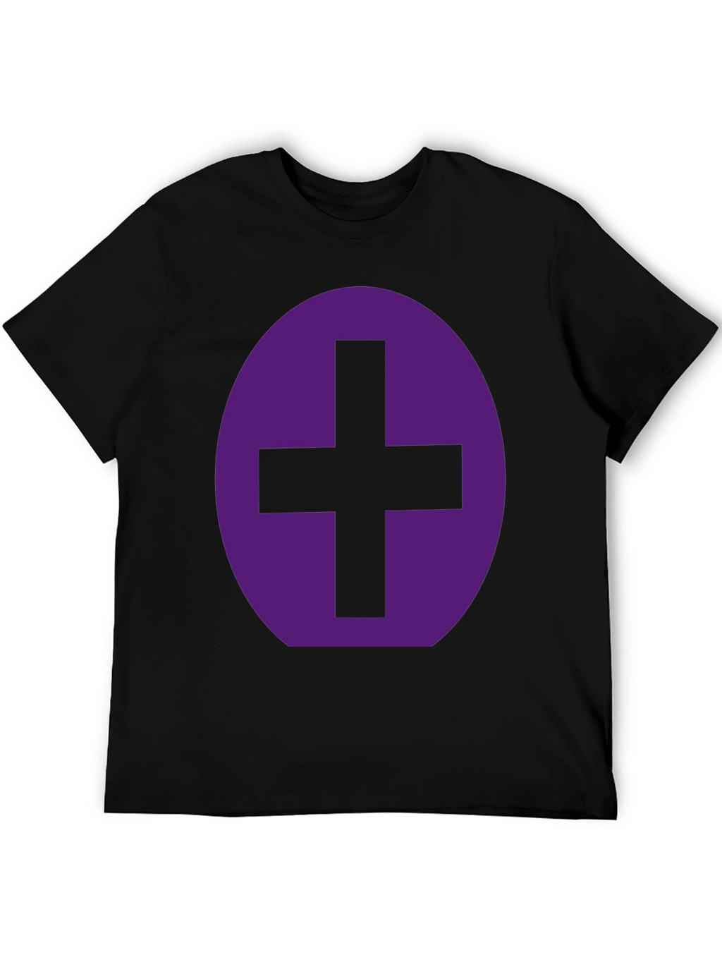 Purple Plus Sign Graphic Black T-Shirt