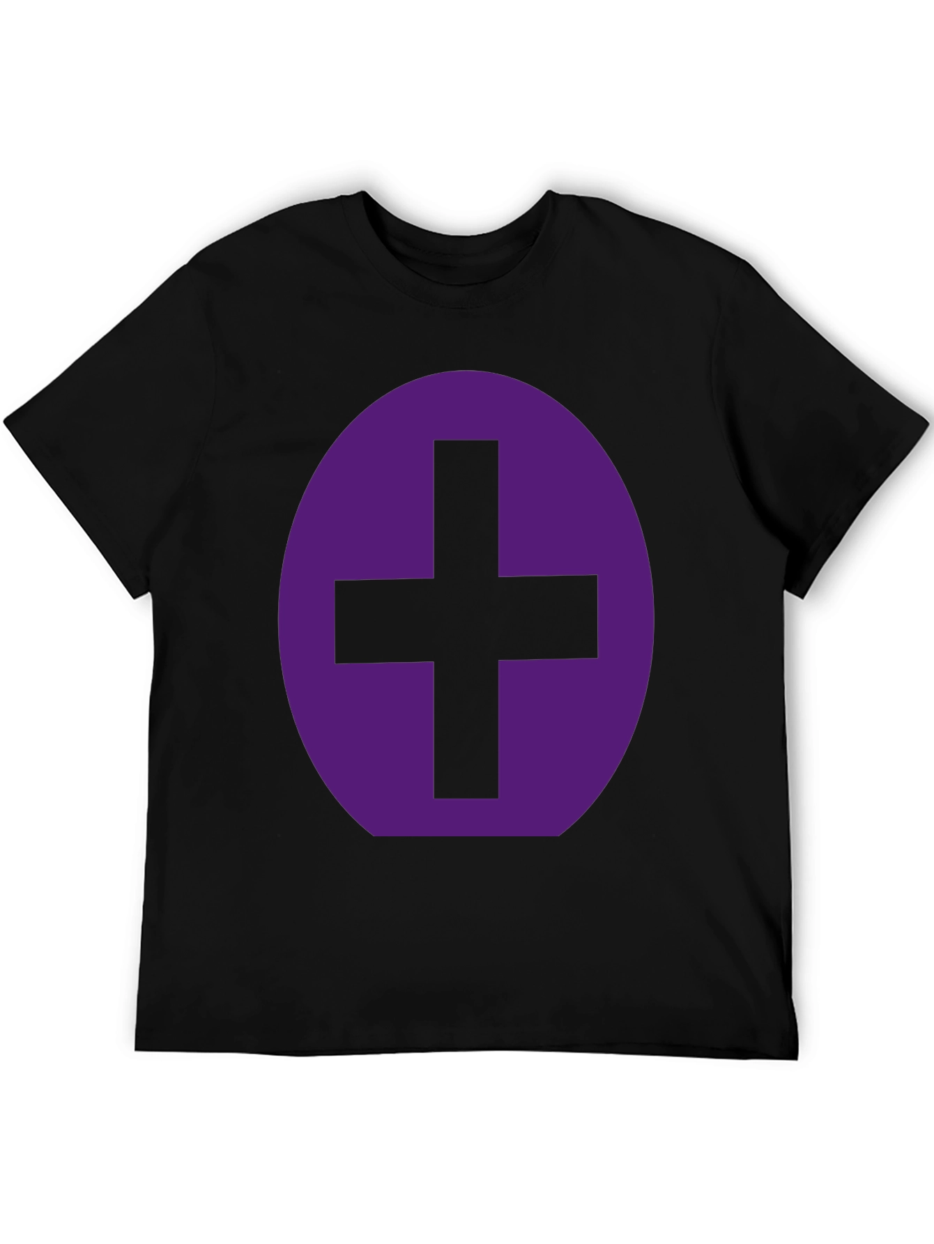 Purple Plus Sign Graphic Black T-Shirt