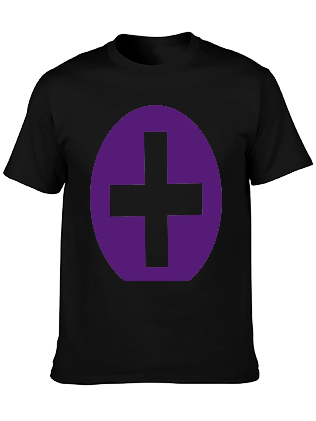 Purple Plus Sign Graphic Black T-Shirt