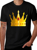 Golden Crown Graphic Tee - Black Crew Neck T-Shirt