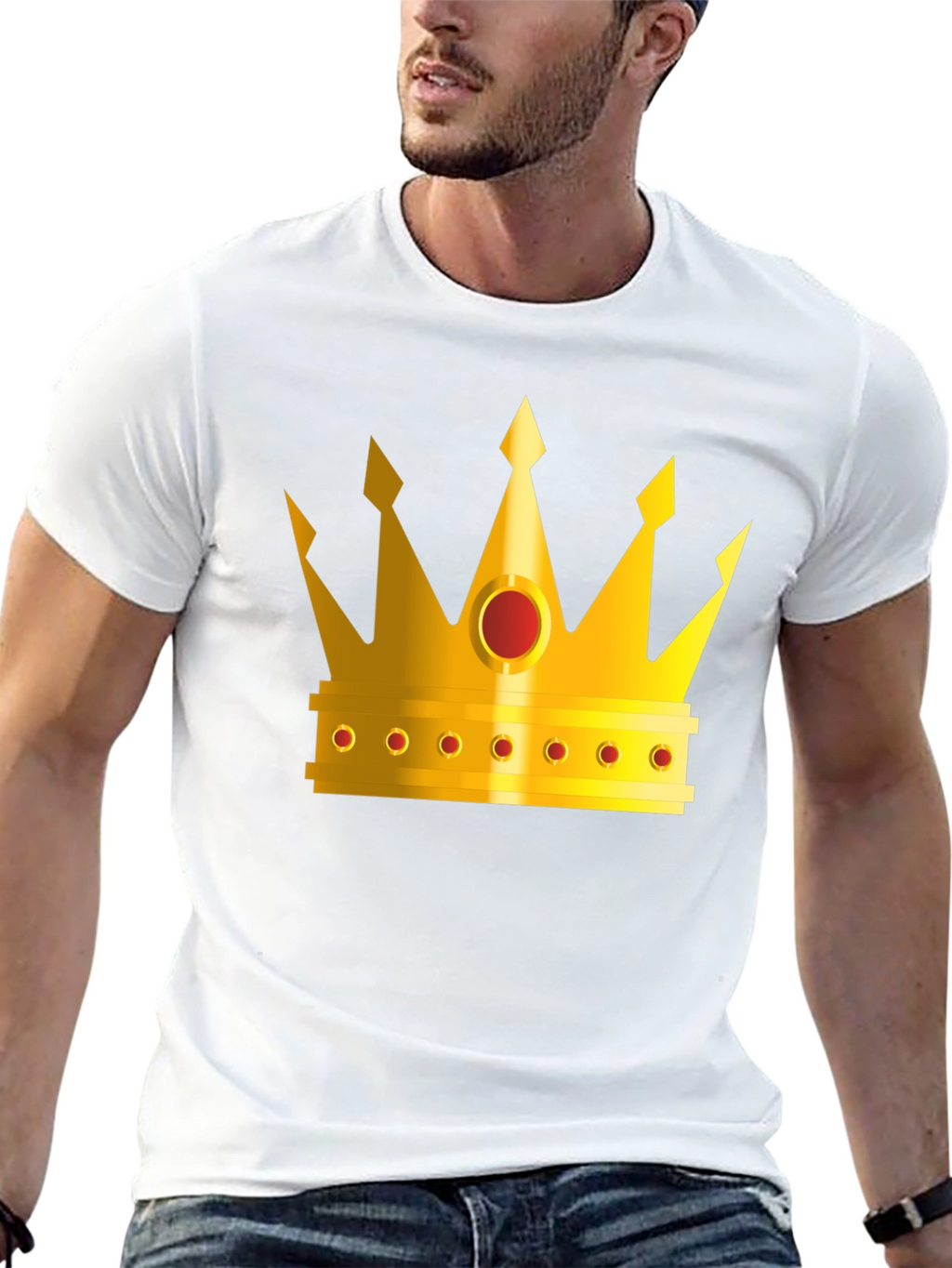 Golden Crown Graphic Tee - Black Crew Neck T-Shirt