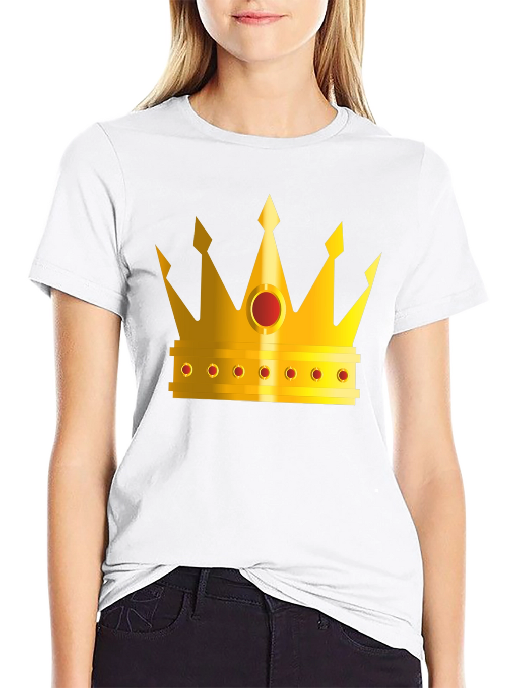 Golden Crown Graphic Tee - Black Crew Neck T-Shirt