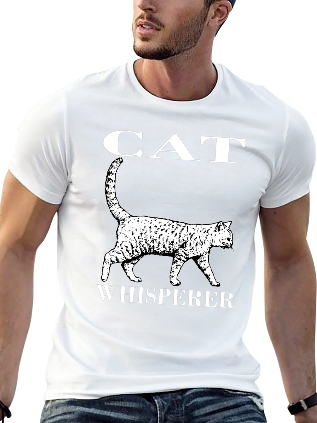 Cat Whisperer Graphic T-Shirt - Black Cotton Tee