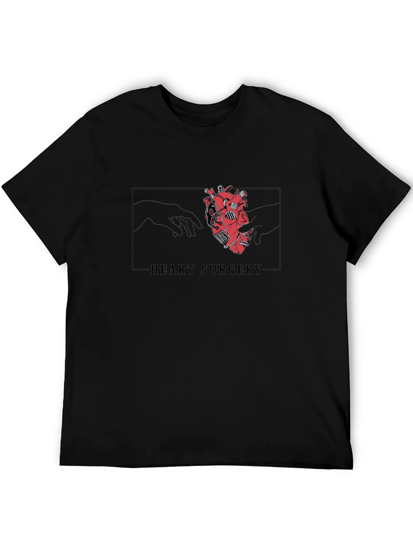 Heart Surgery Graphic Tee - Black Cotton T-Shirt