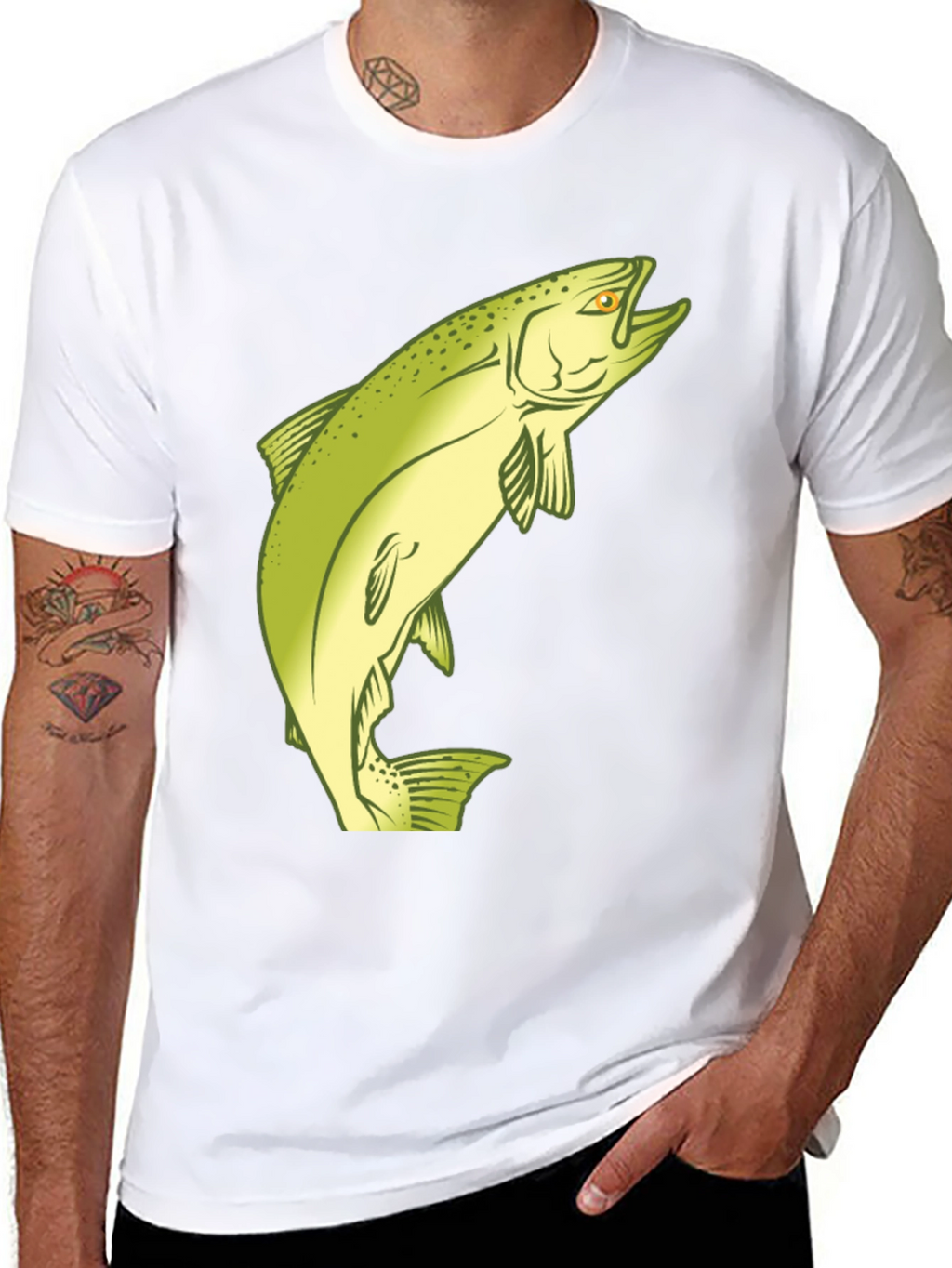 Fishing T-Shirt - Salmon Graphic Tee - Black
