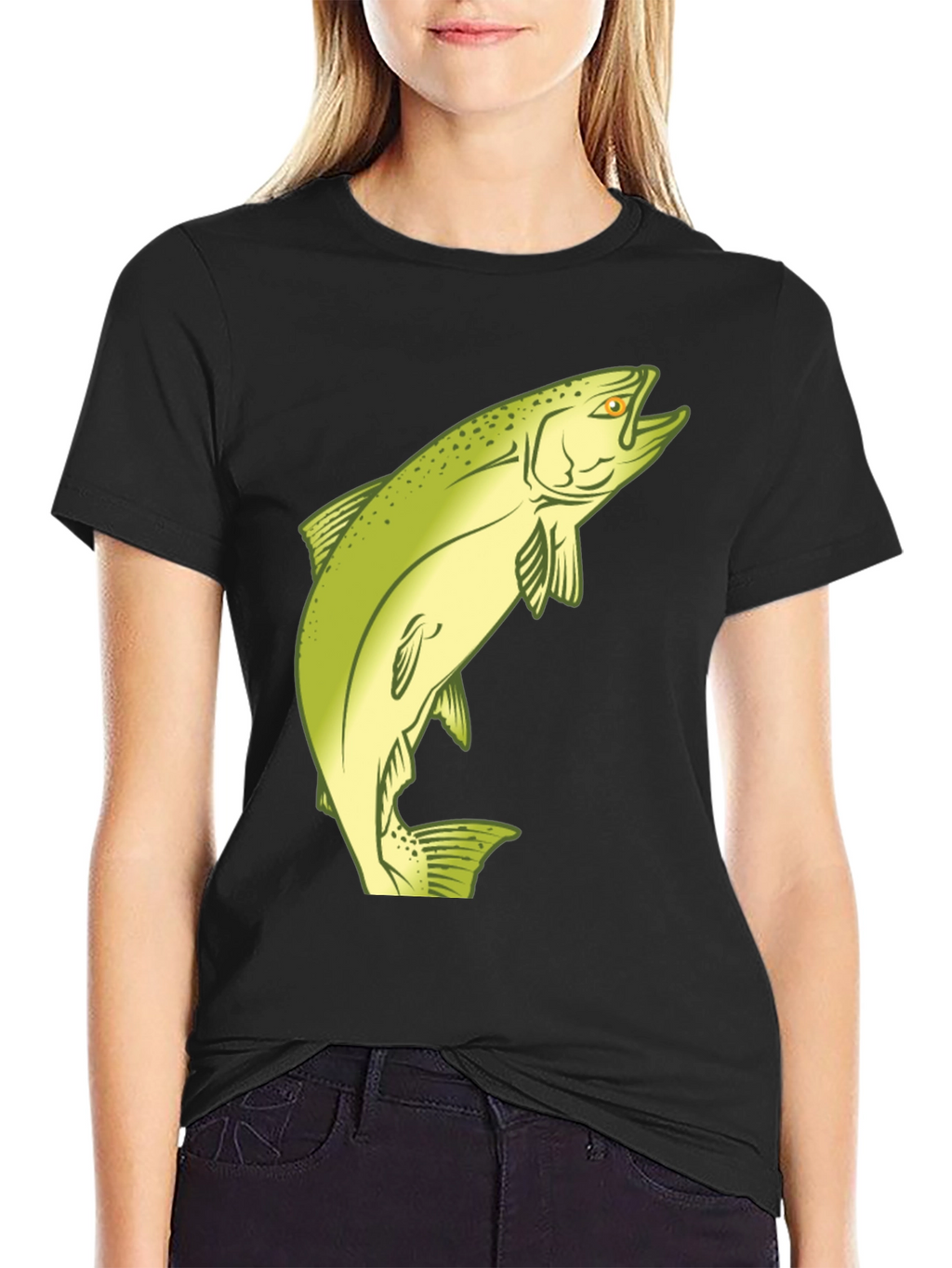 Fishing T-Shirt - Salmon Graphic Tee - Black