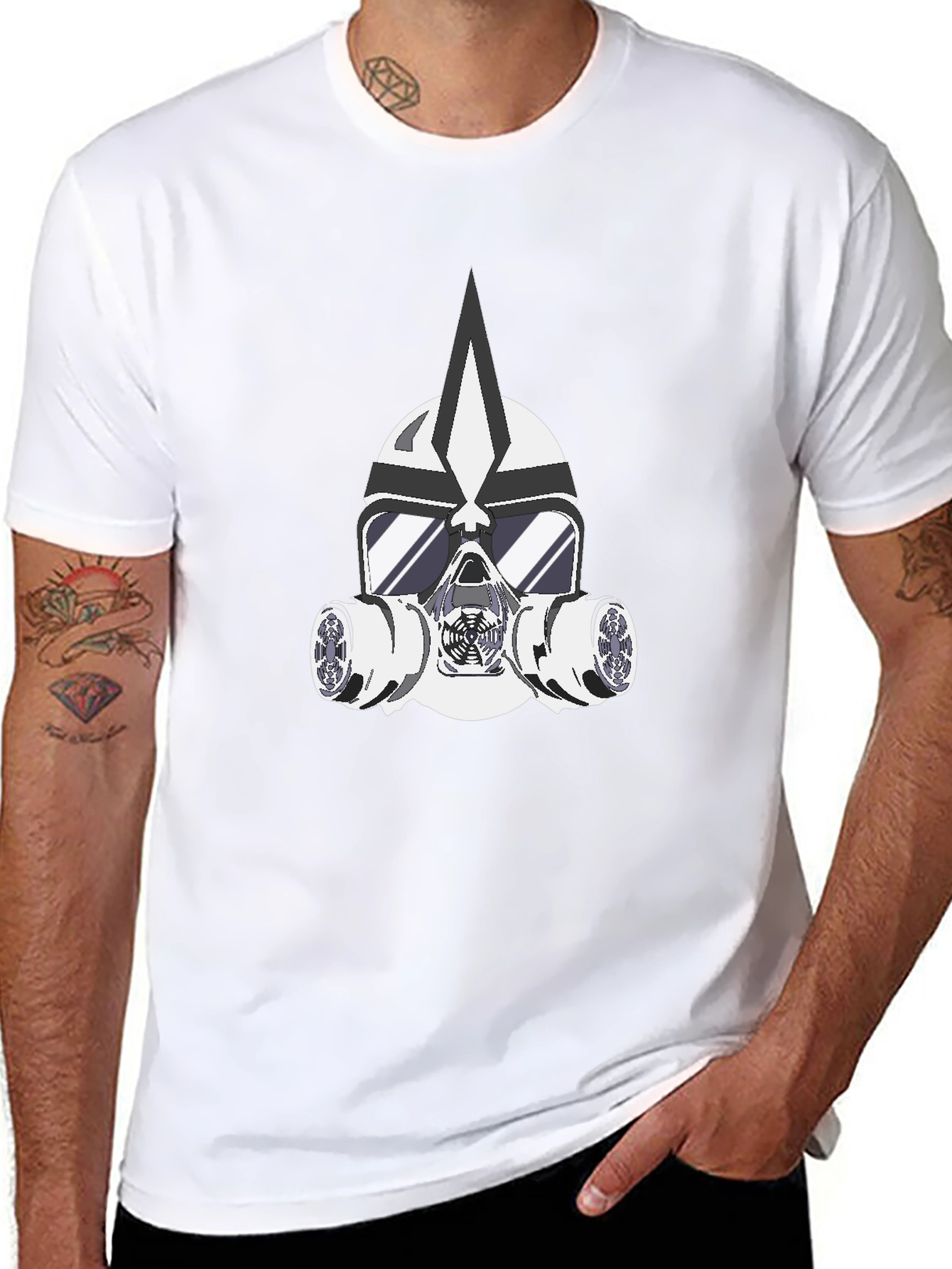Masked Warrior Graphic Tee - Bold Black T-Shirt