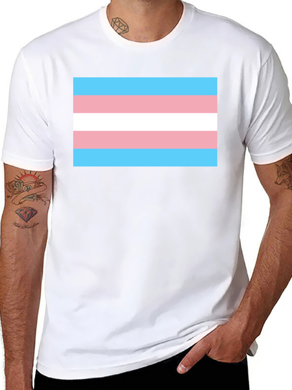 Transgender Pride Flag T-Shirt - Black Cotton Tee