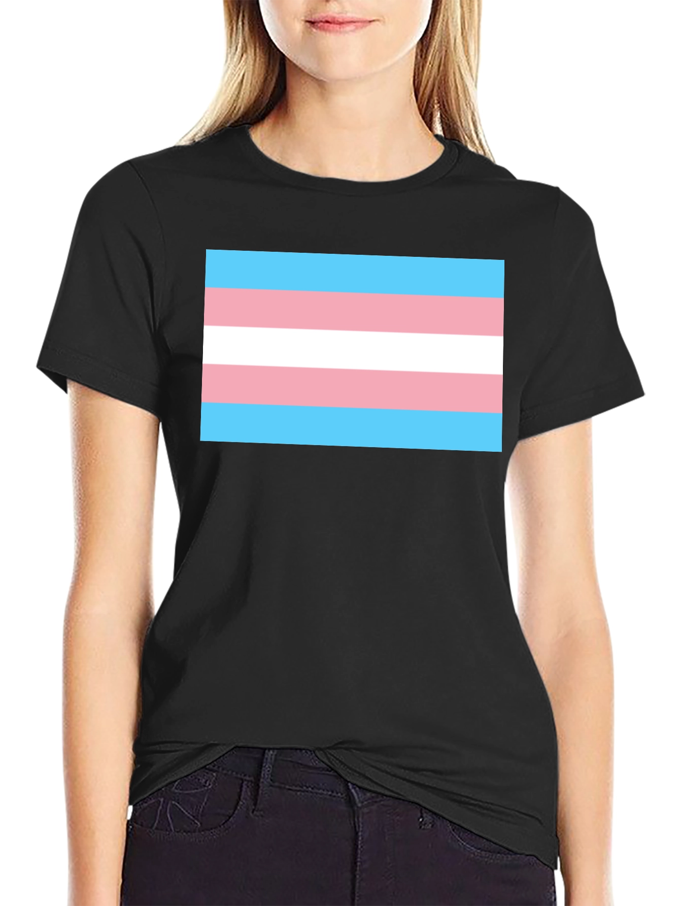 Transgender Pride Flag T-Shirt - Black Cotton Tee