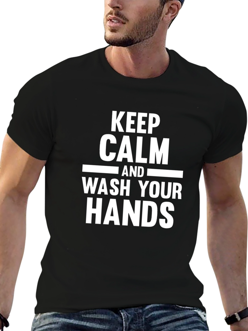 Keep Calm and Wash Your Hands - Black Tee
