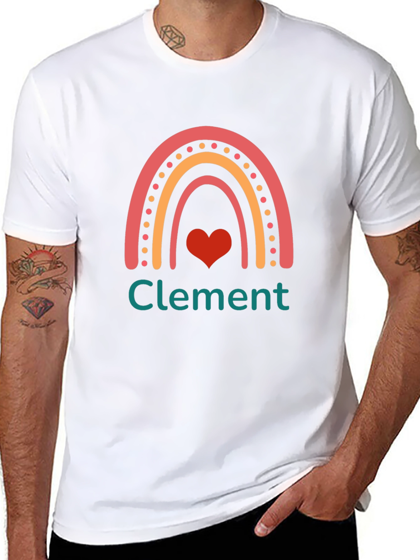 Personalized Rainbow Heart T-Shirt - Custom Name Tee