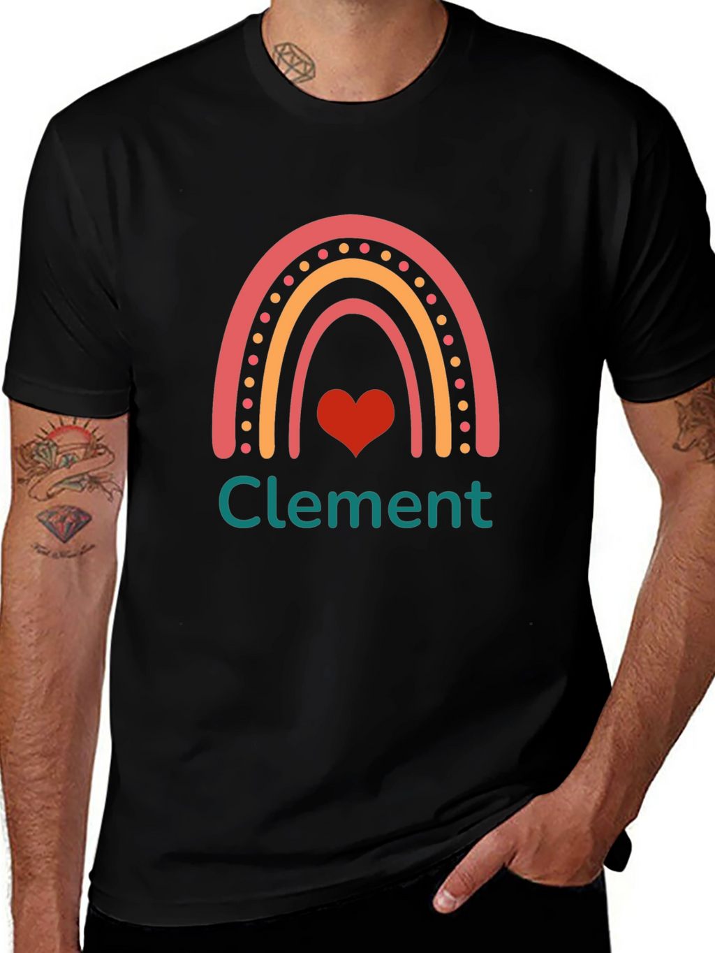 Personalized Rainbow Heart T-Shirt - Custom Name Tee
