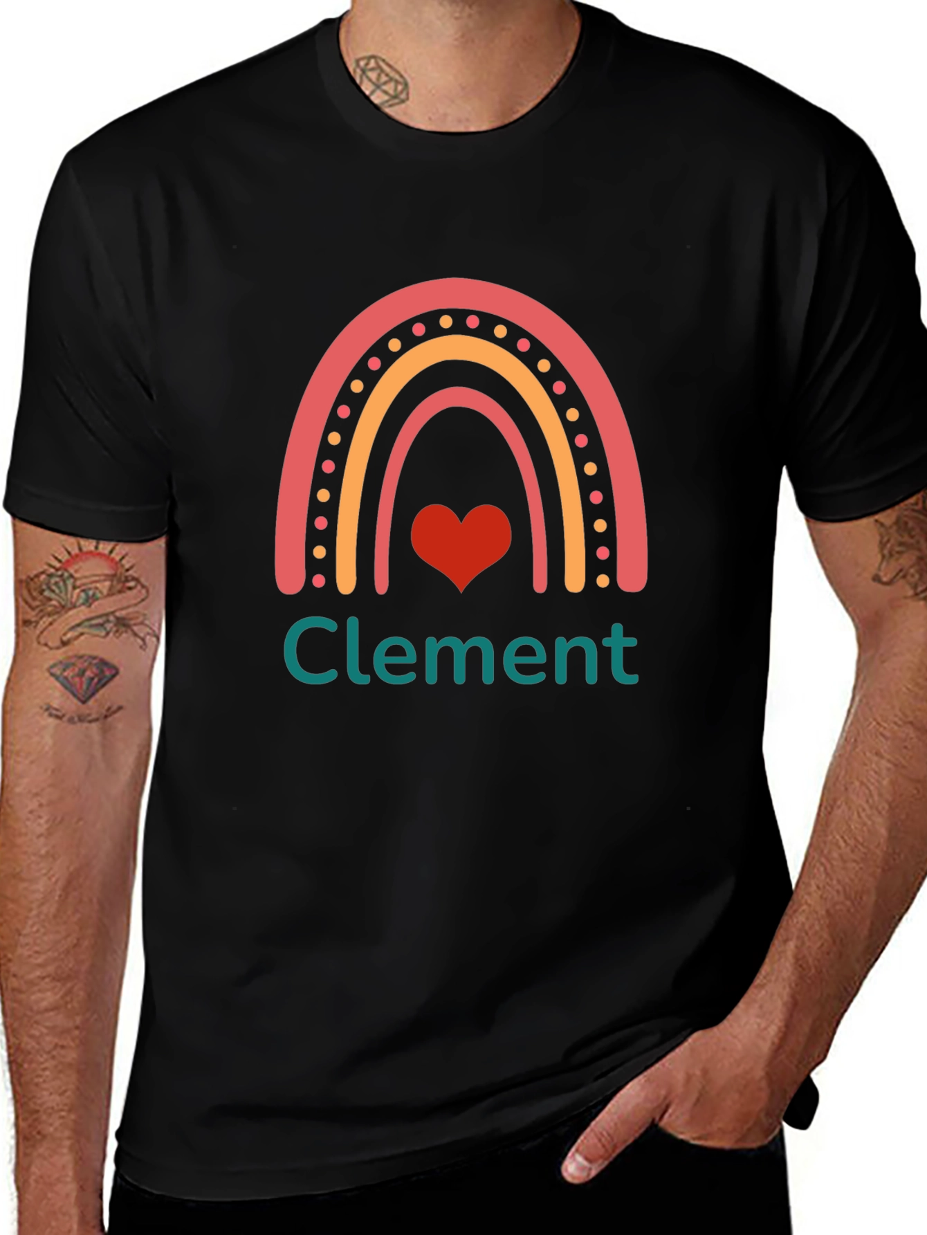 Personalized Rainbow Heart T-Shirt - Custom Name Tee