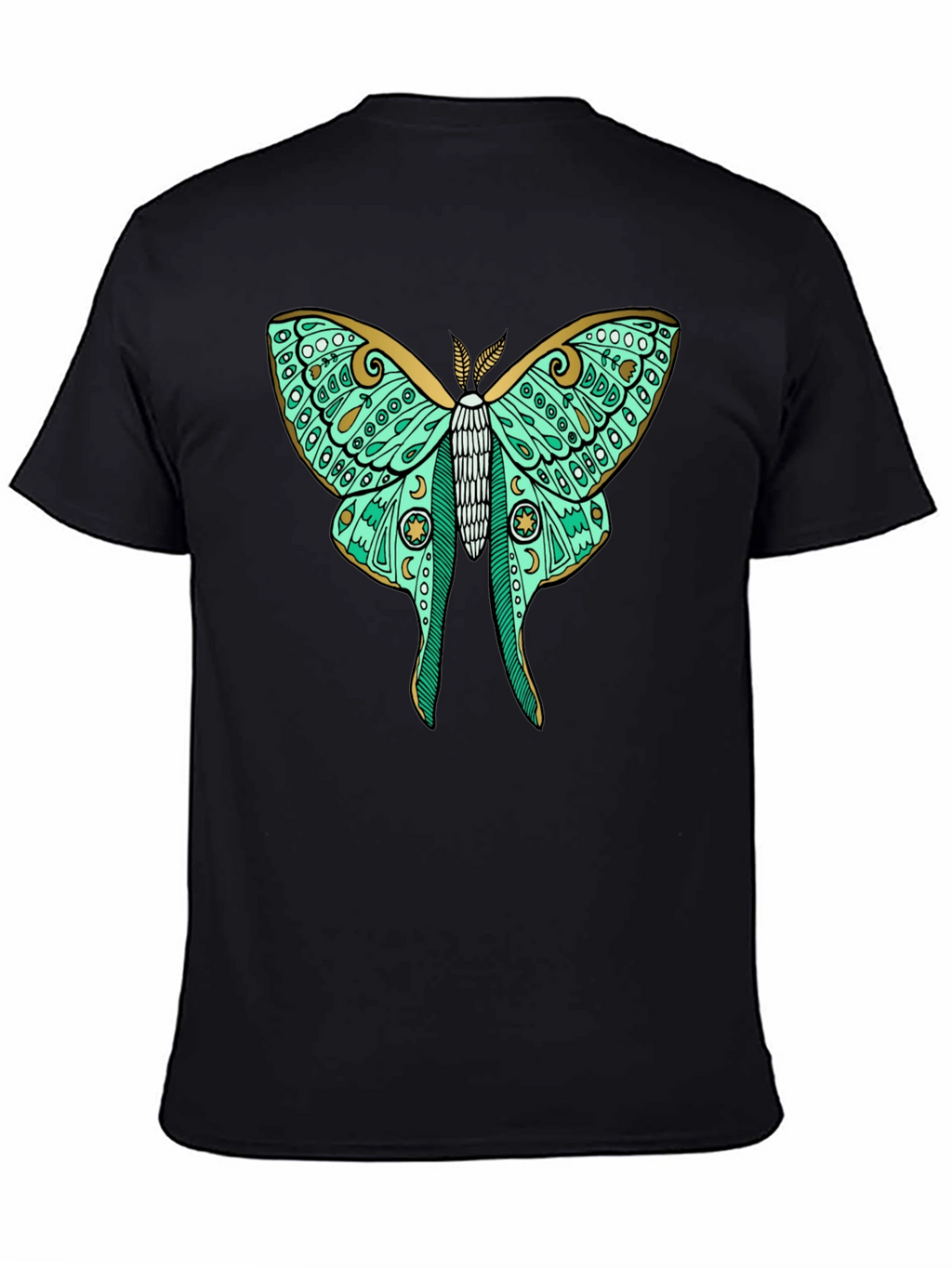 Luna Moth Graphic Tee - Black Cotton T-Shirt