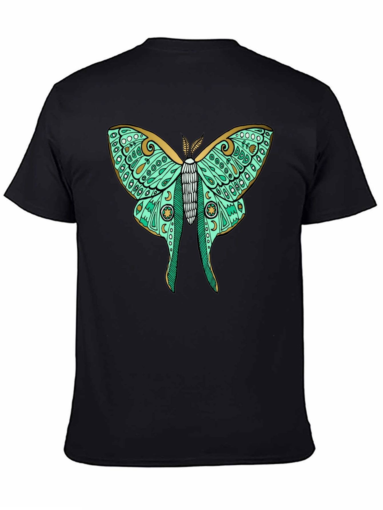 Luna Moth Graphic Tee - Black Cotton T-Shirt