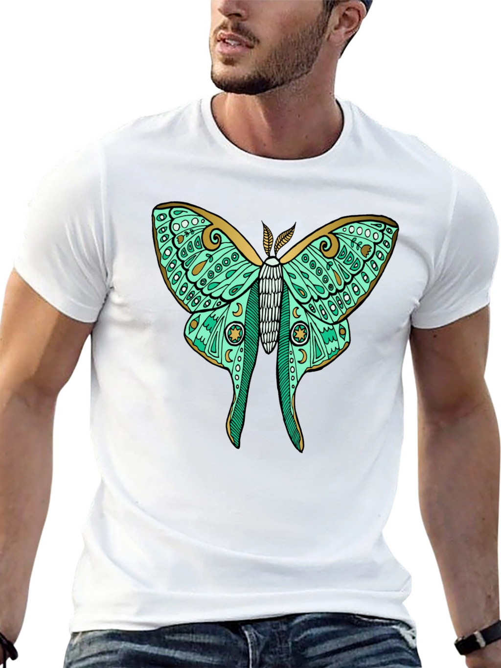 Luna Moth Graphic Tee - Black Cotton T-Shirt