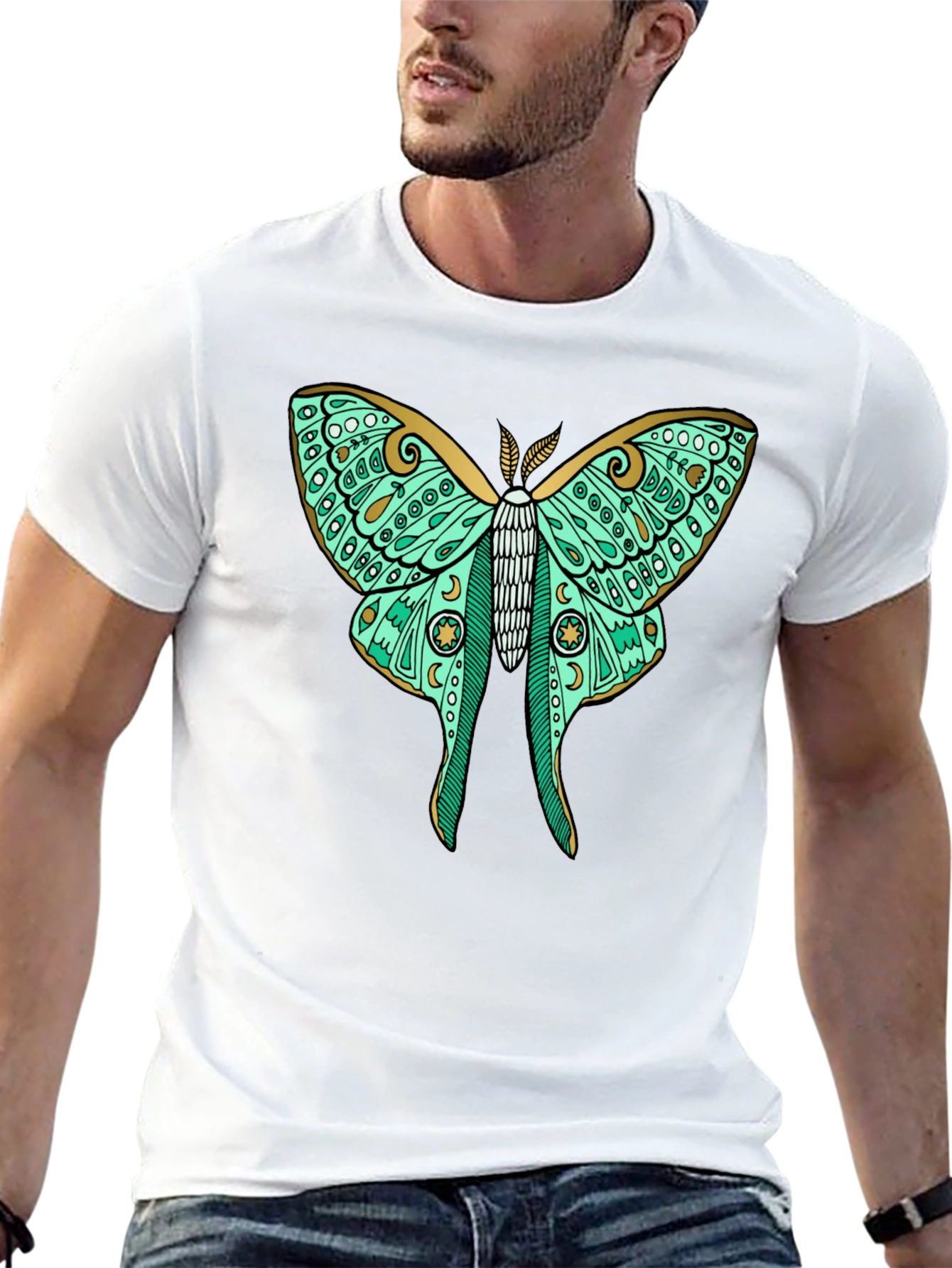 Luna Moth Graphic Tee - Black Cotton T-Shirt