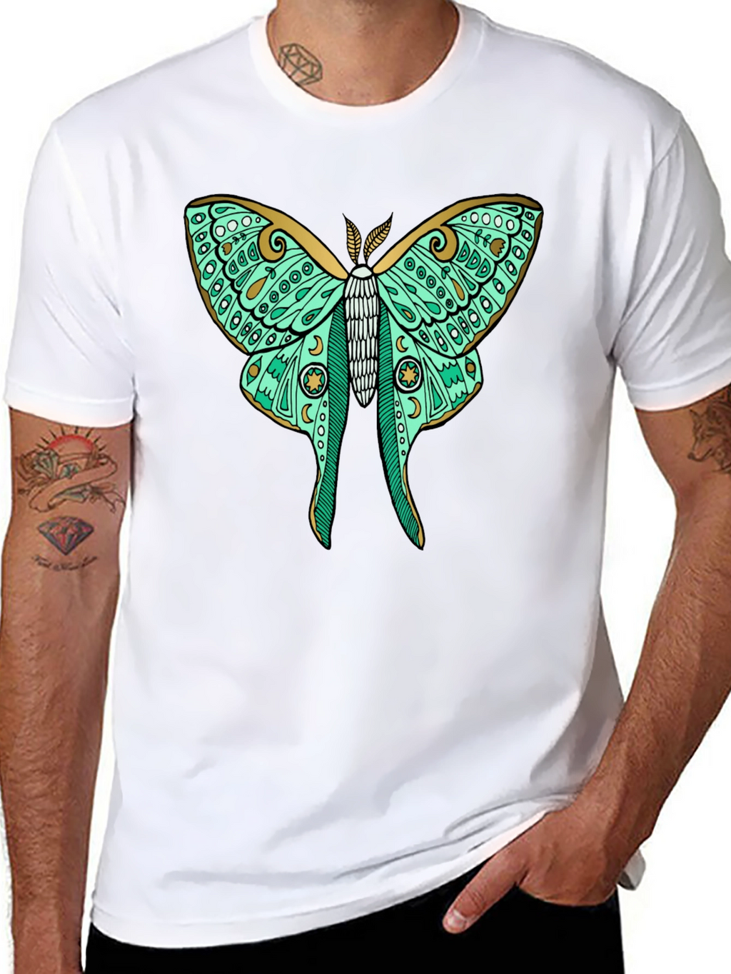 Luna Moth Graphic Tee - Black Cotton T-Shirt