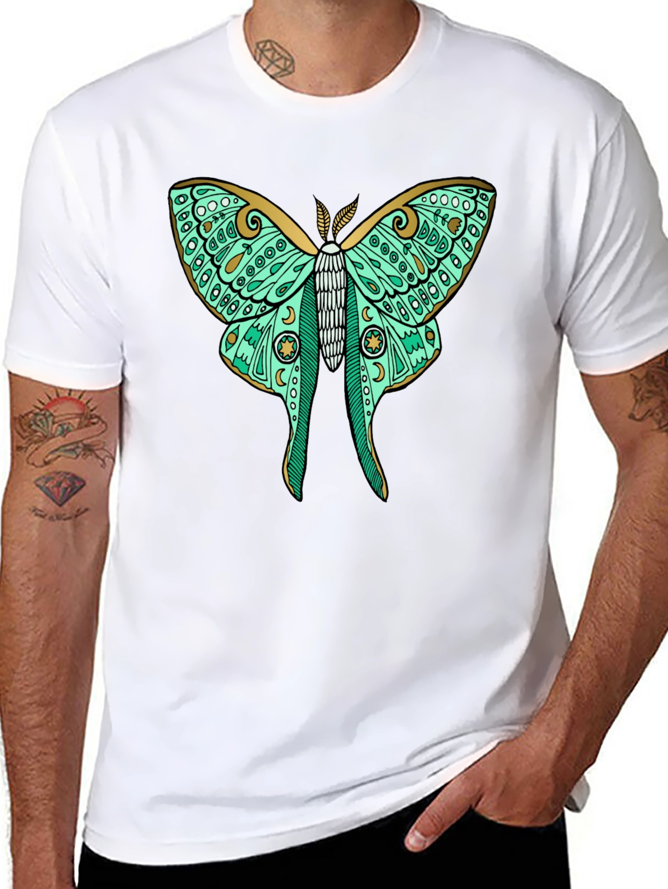 Luna Moth Graphic Tee - Black Cotton T-Shirt