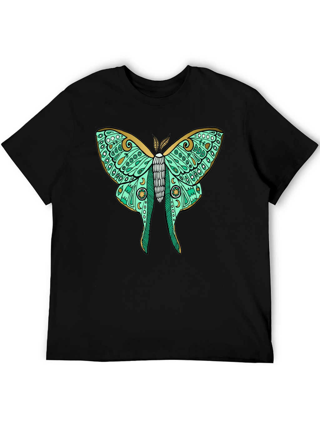 Luna Moth Graphic Tee - Black Cotton T-Shirt