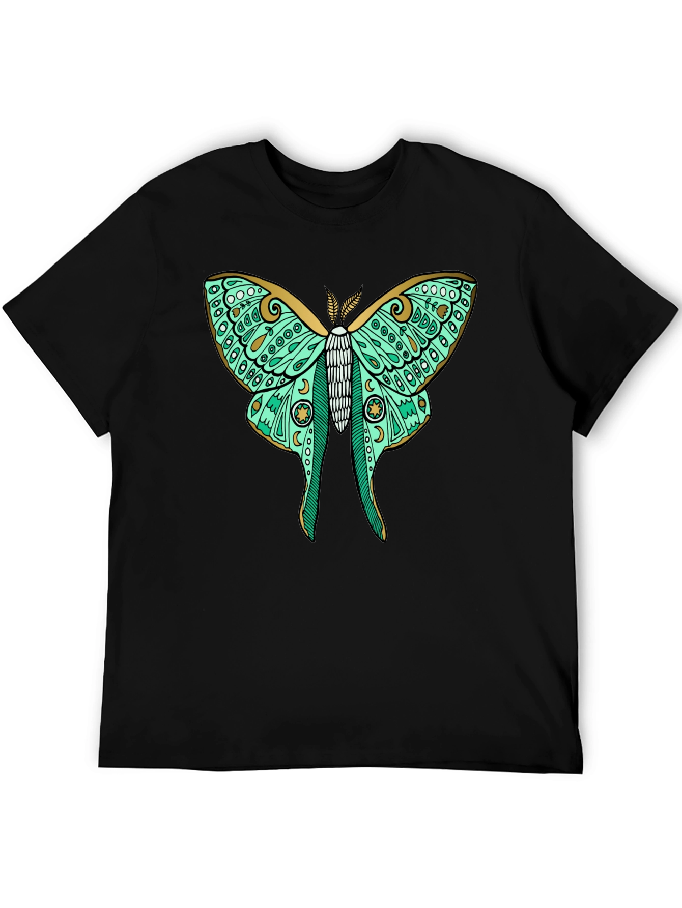 Luna Moth Graphic Tee - Black Cotton T-Shirt