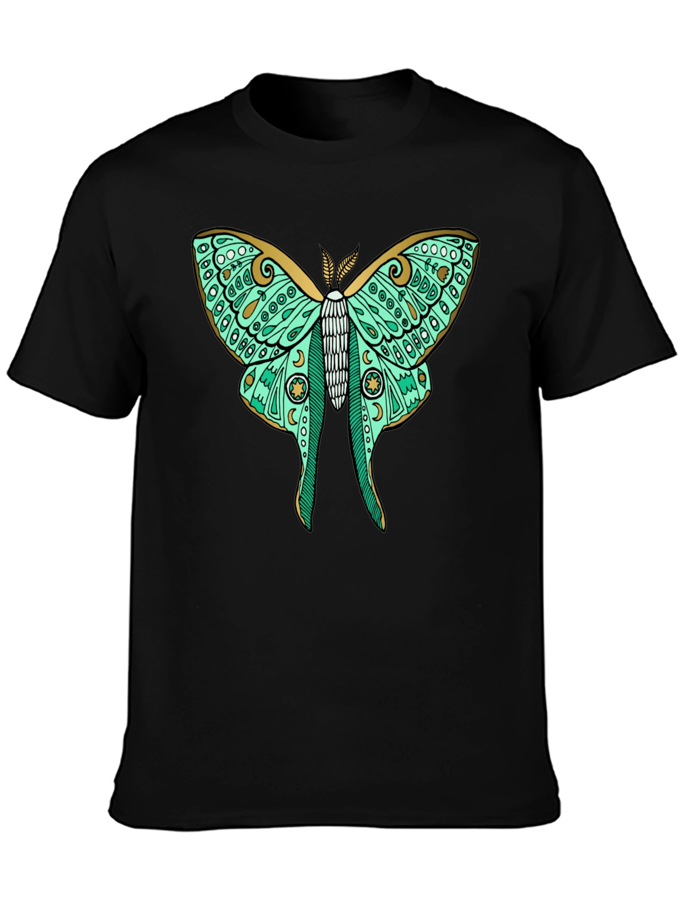 Luna Moth Graphic Tee - Black Cotton T-Shirt