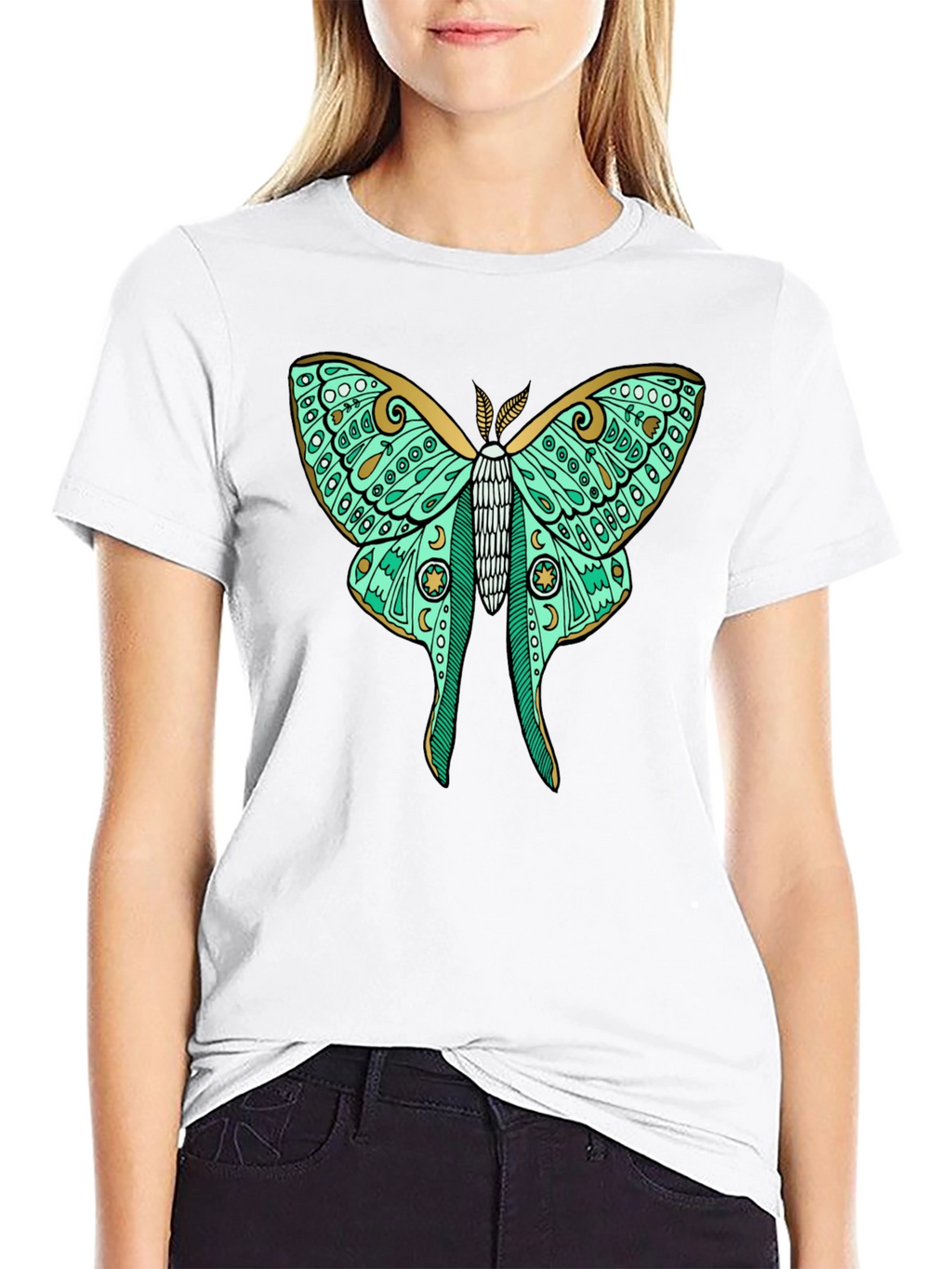 Luna Moth Graphic Tee - Black Cotton T-Shirt