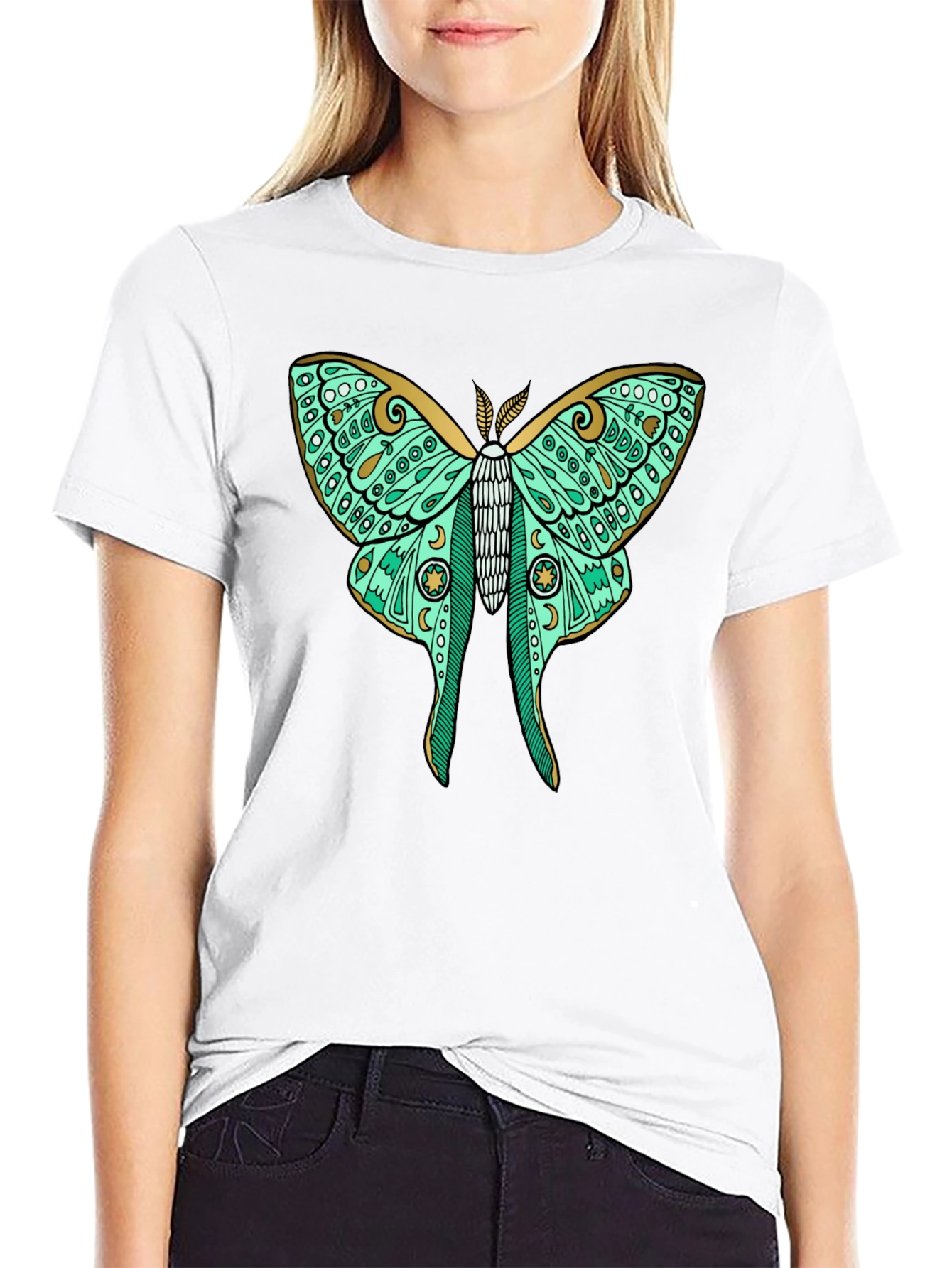 Luna Moth Graphic Tee - Black Cotton T-Shirt