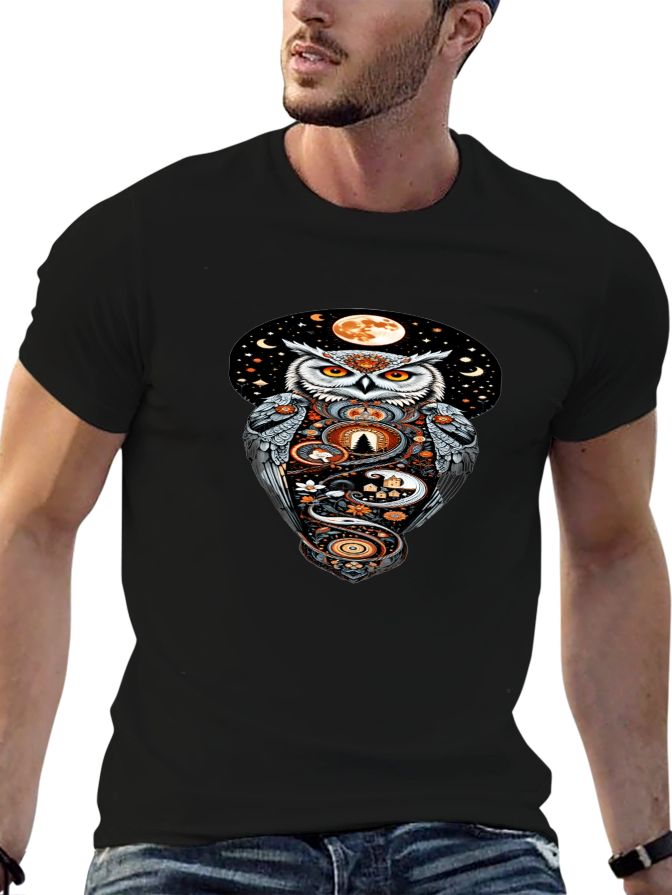 Owl Moon Graphic Tee - Mystical Night Design