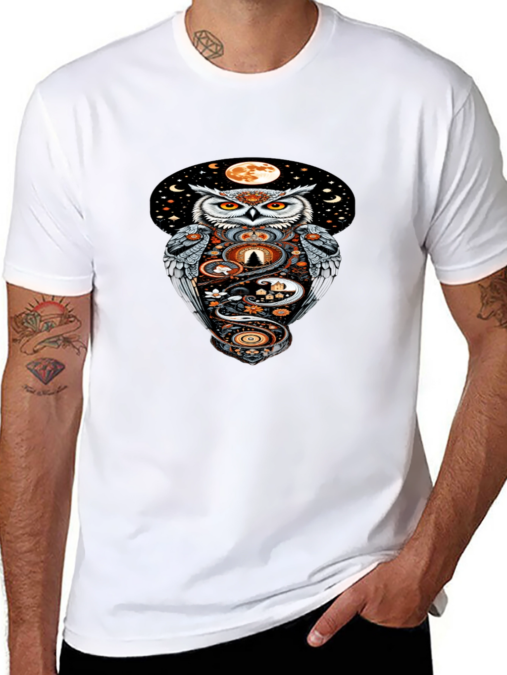 Owl Moon Graphic Tee - Mystical Night Design