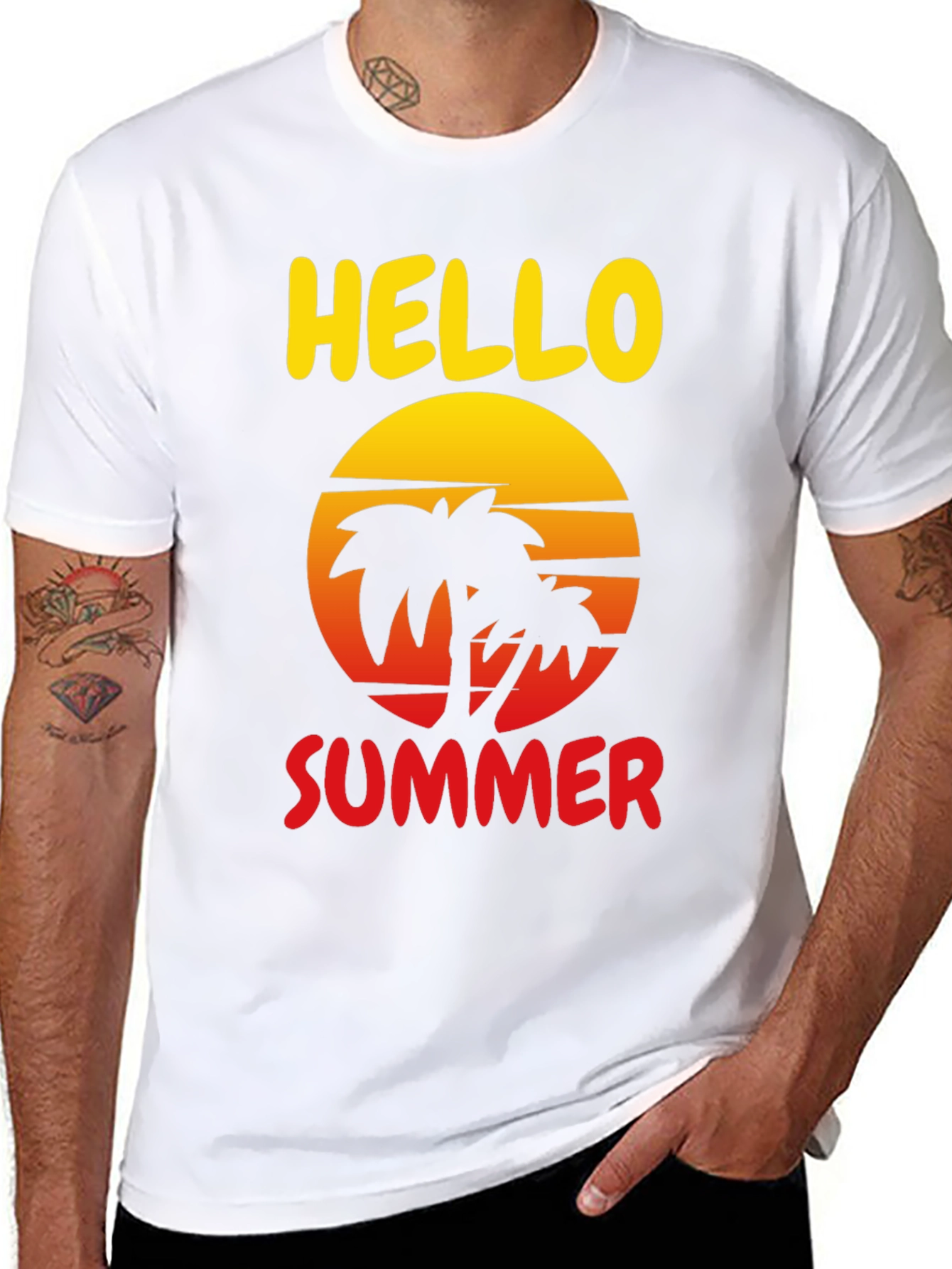 Hello Summer Palm Tree Graphic Tee