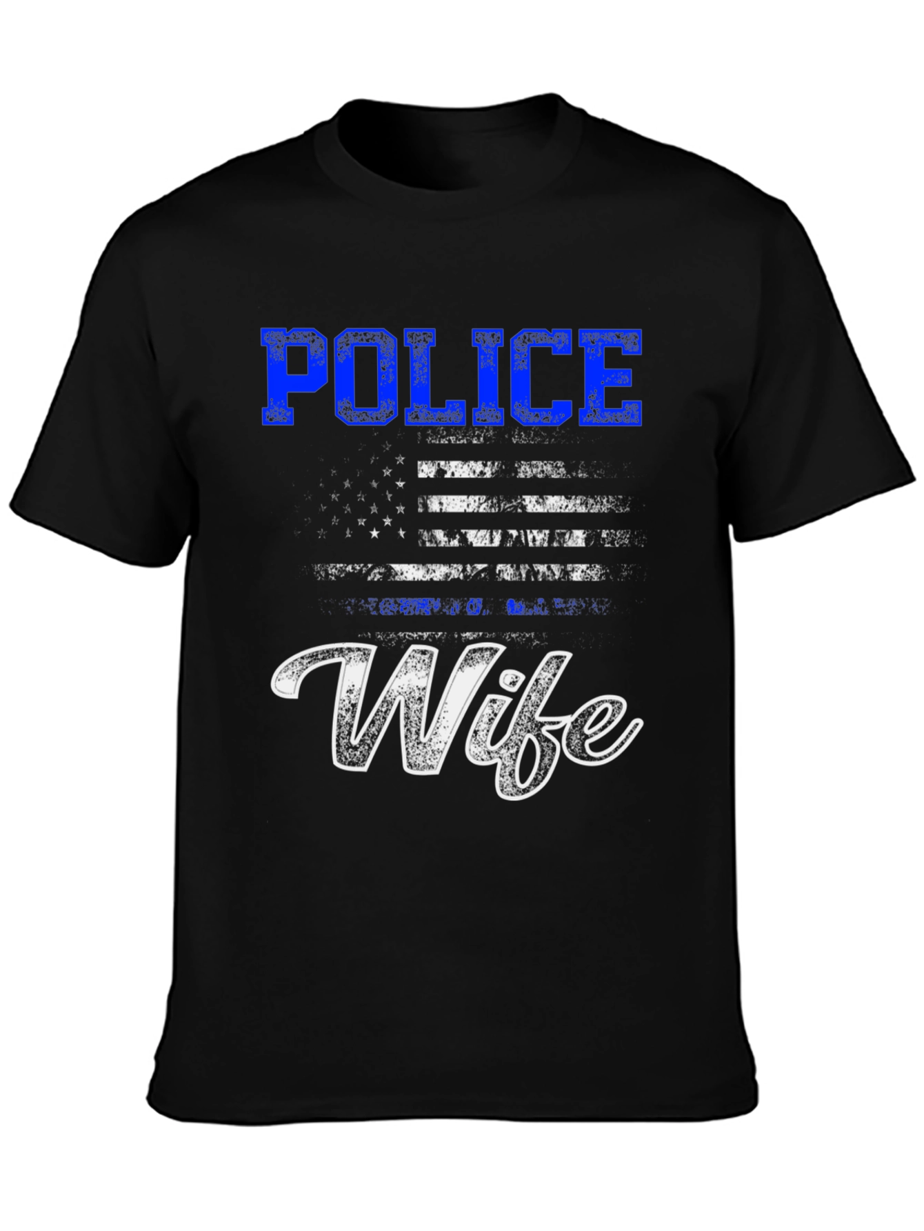 Police Wife T-Shirt - American Flag Design