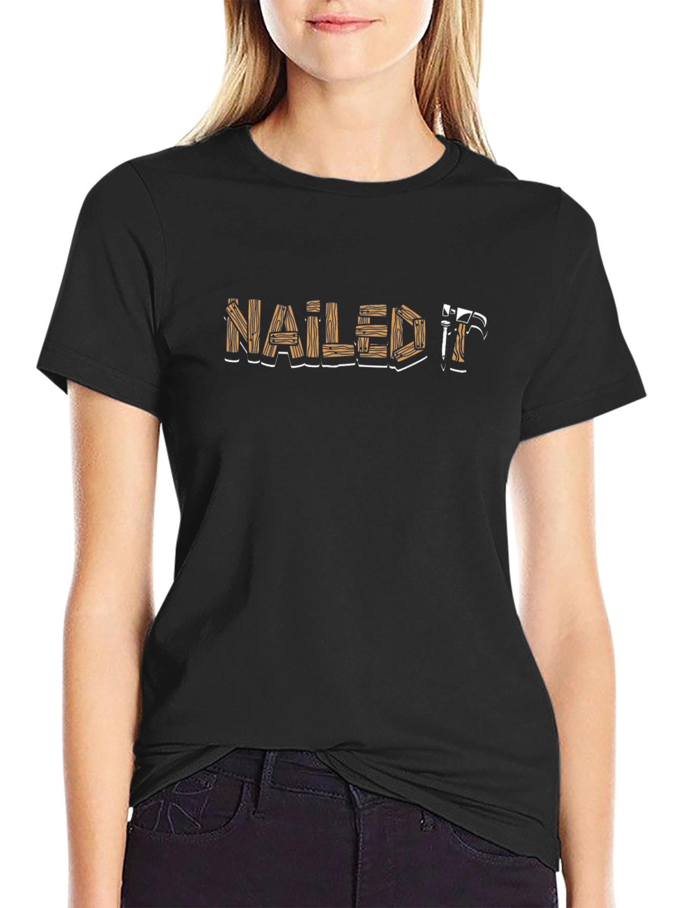 Nailed It Graphic Tee - Black Cotton Casual