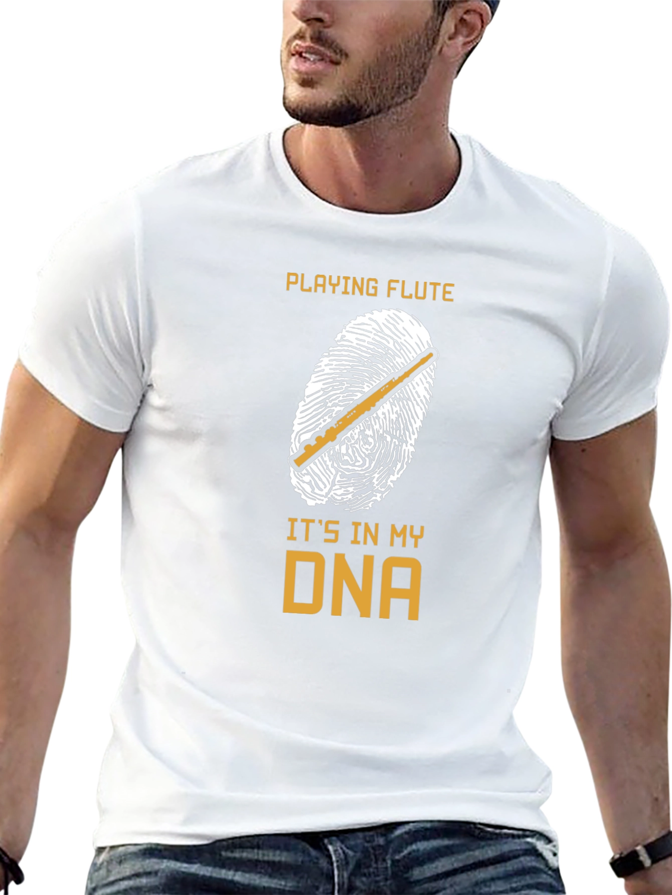 Playing Flute DNA T-Shirt Musician Gift