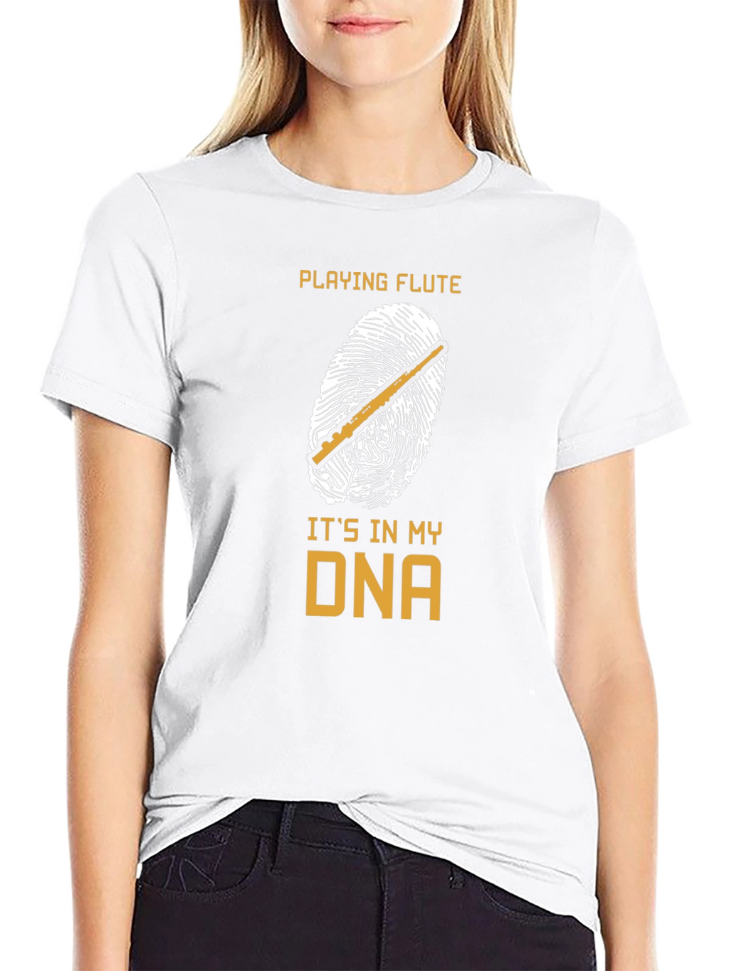 Playing Flute DNA T-Shirt Musician Gift