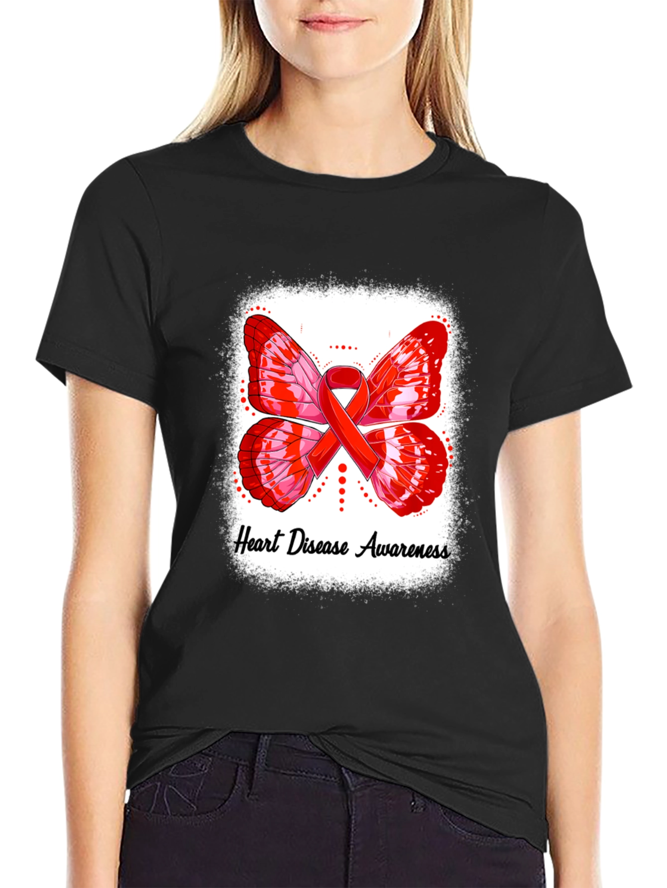 Heart Disease Awareness Butterfly Ribbon T-Shirt