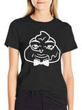 Funny Poop Emoji Bowtie Black T-Shirt